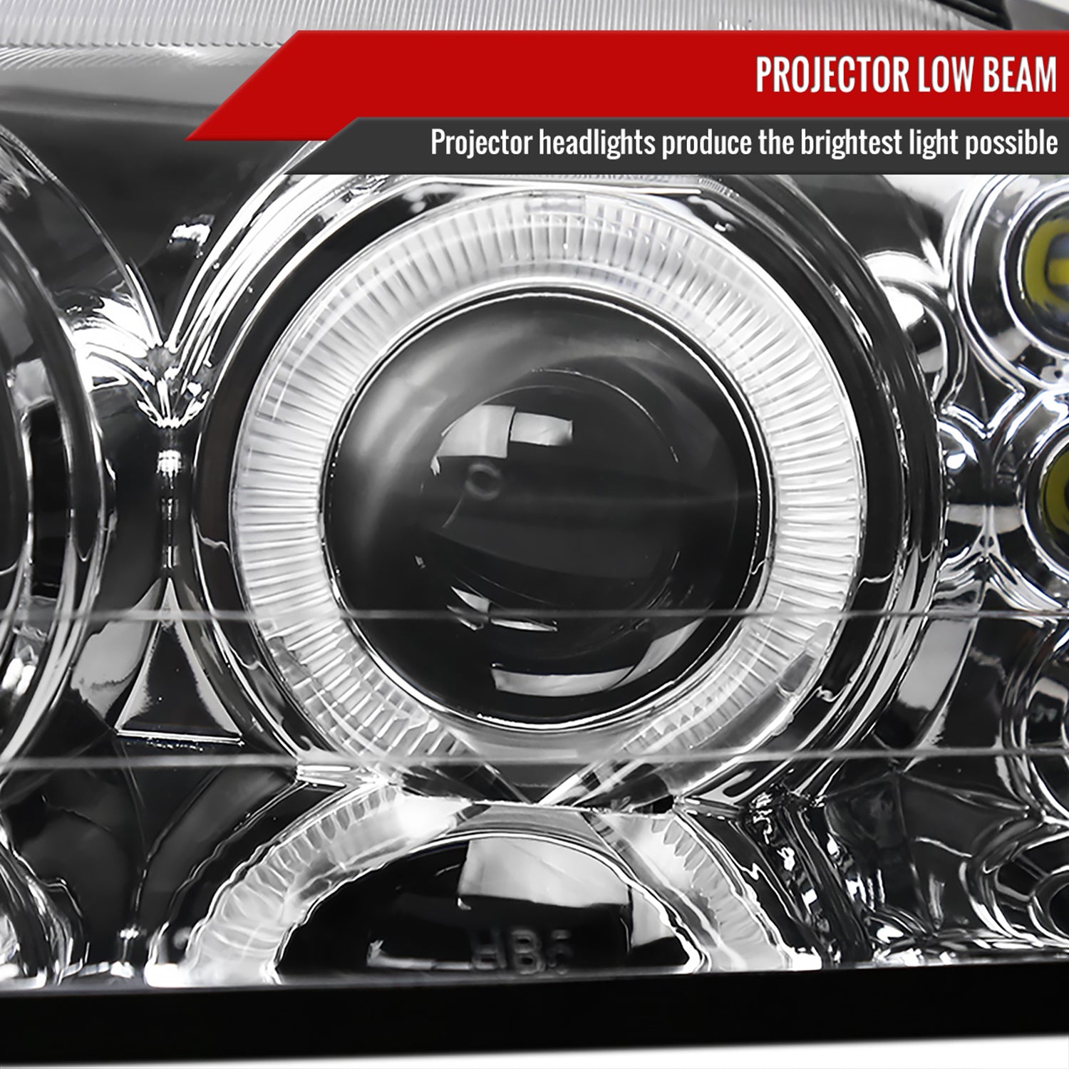 1999-2004 Ford Mustang Dual Halo V2 Projector Headlights Chrome/Clear Lens
