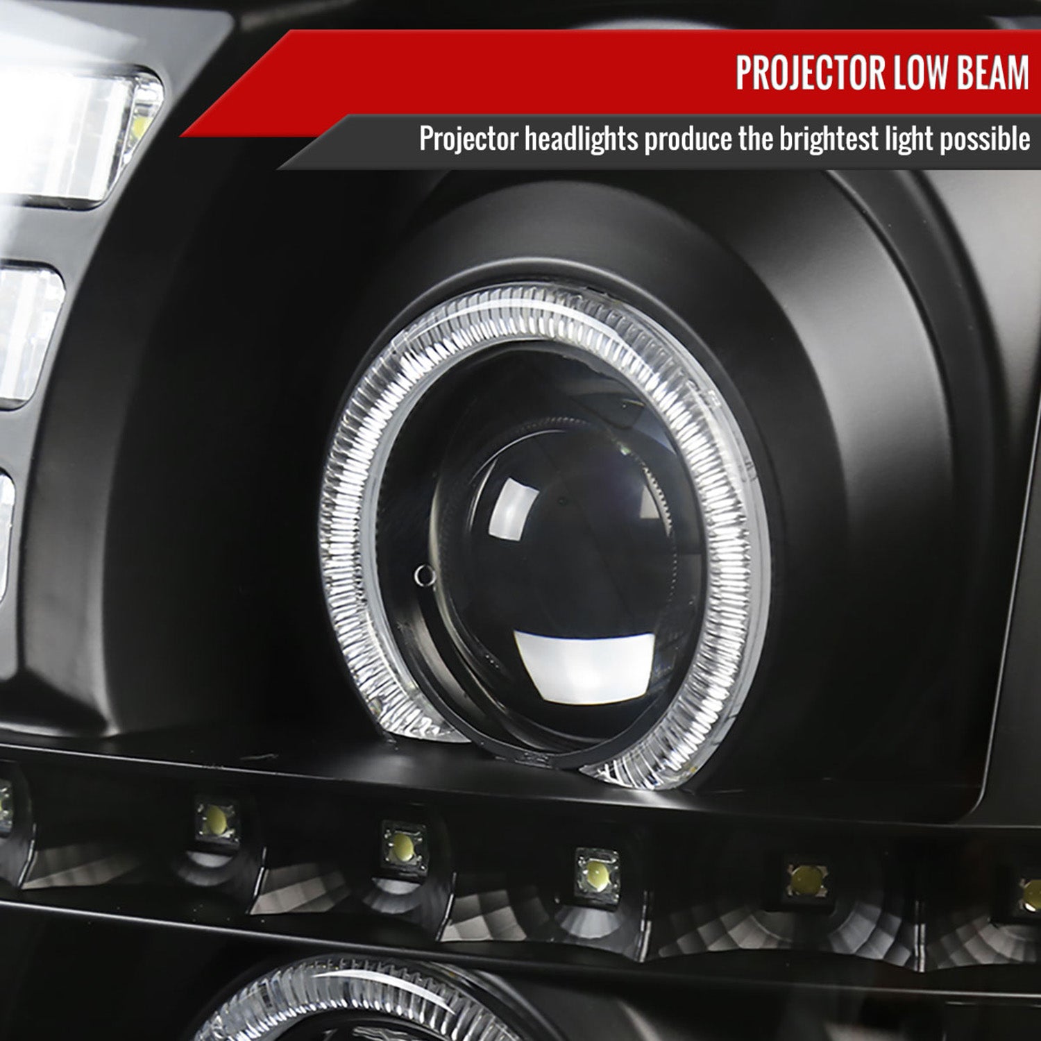 2002-2006 Cadillac Escalade Dual Halo Projector Headlights SMD LED Light Black
