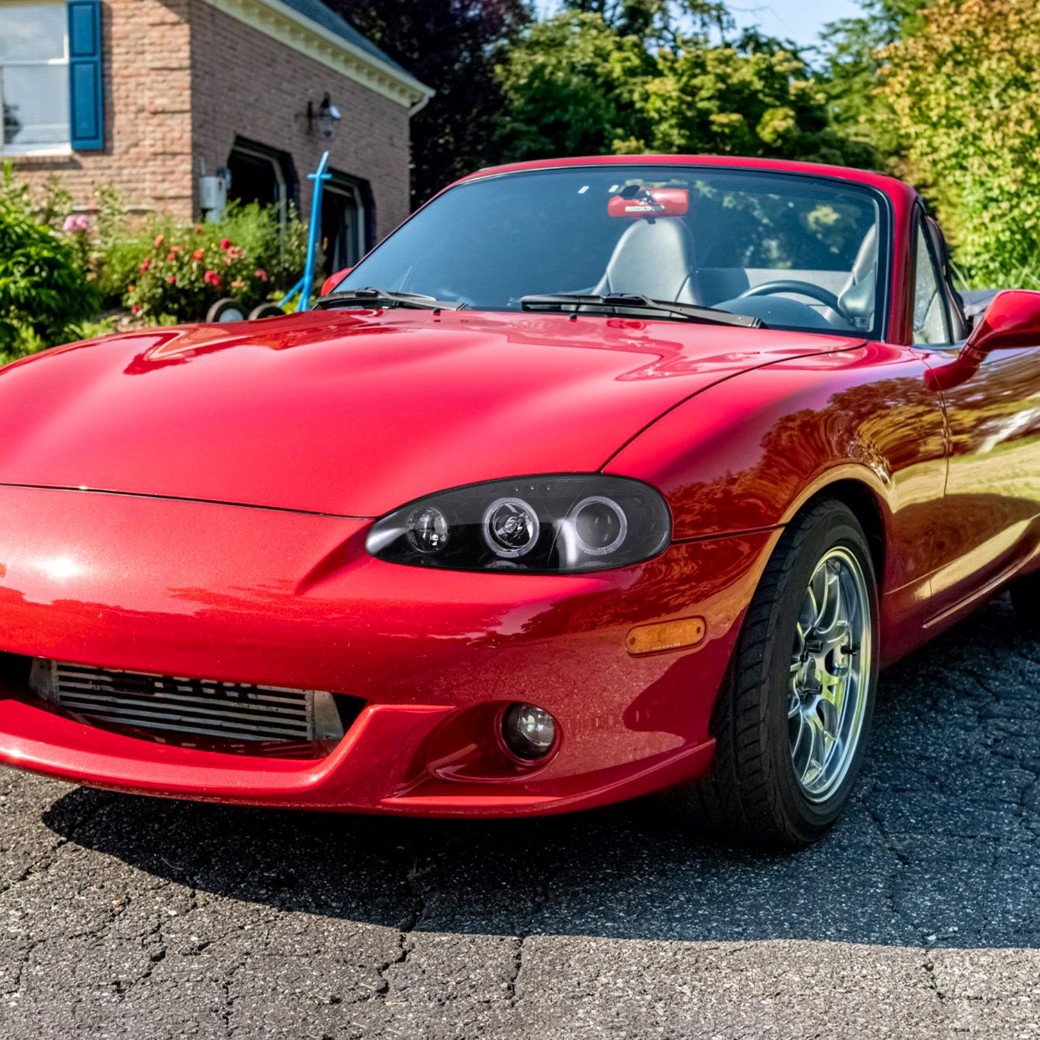 2001-2005 Mazda Miata MX-5 Dual Halo Projector Headlights Glossy Black/Smoke