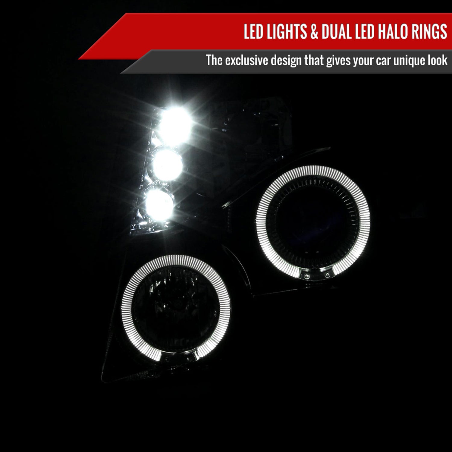 2007-2013 Chevy Avalanche/ 07-2014 Tahoe Suburban Dual Halo Headlights Smoke