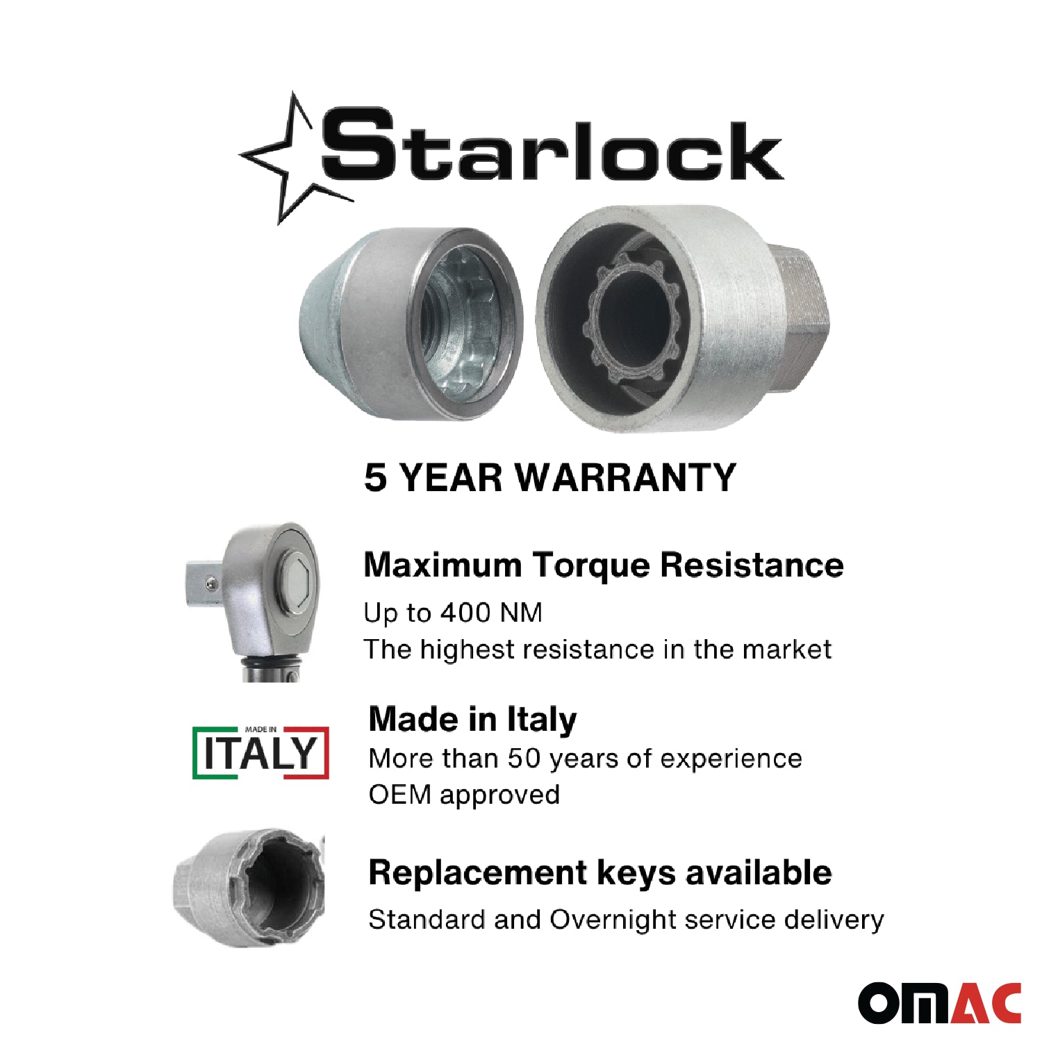 Wheel Lock Kit for Ford F-350 Super Duty M14X1,5 Galvanized Silver 4Locks & 1Key