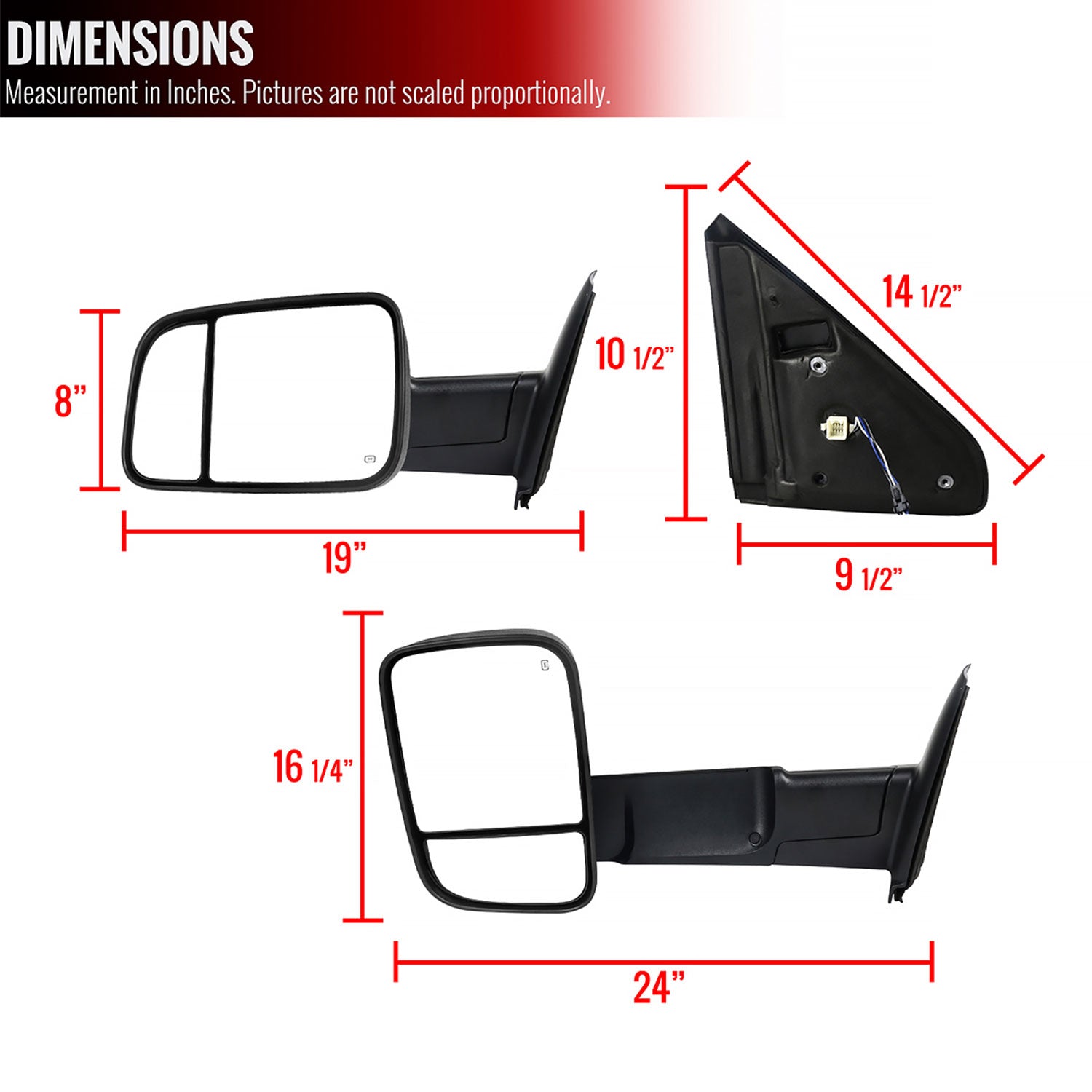 2002-2009 Dodge RAM Heated & Manual Fold Towing Mirrors LED Turn Signal
