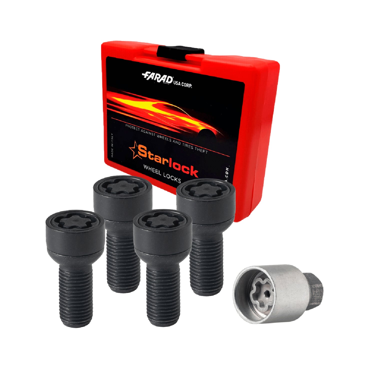 Wheel Lock Kit for Volkswagen Golf / Jetta M14X1,5 Bolt Black 4Locks & 1Key