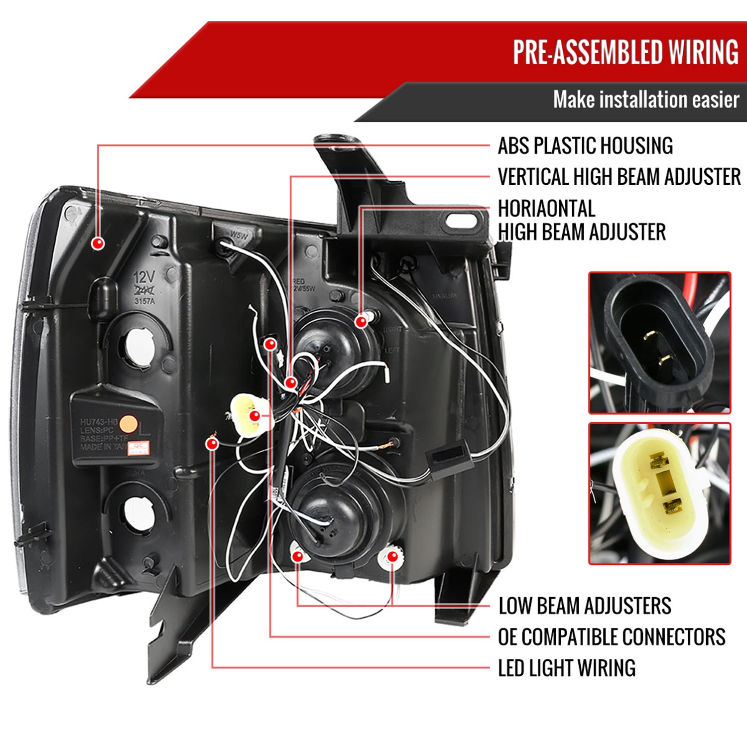 2007-2013 Chevy Silverado 1500/ 2500HD 3500HD Dual Halo Headlights Chrome