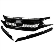 2016-2018 Honda Civic FK8 TR Style Glossy Black ABS Mesh Grille w/ Eyebrows