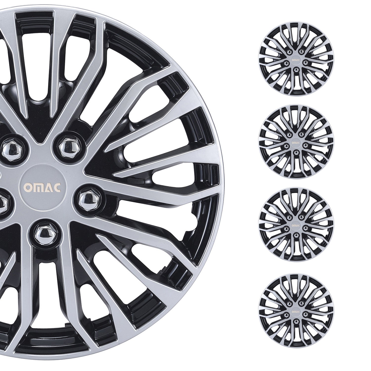 Rimini Hub Caps Wheel Cover 14" Grey & Black Full Set 4 pcs.