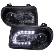 2005-2010 Chrysler 300 Projector Headlights LED Light Strip Glossy Black/Smoke