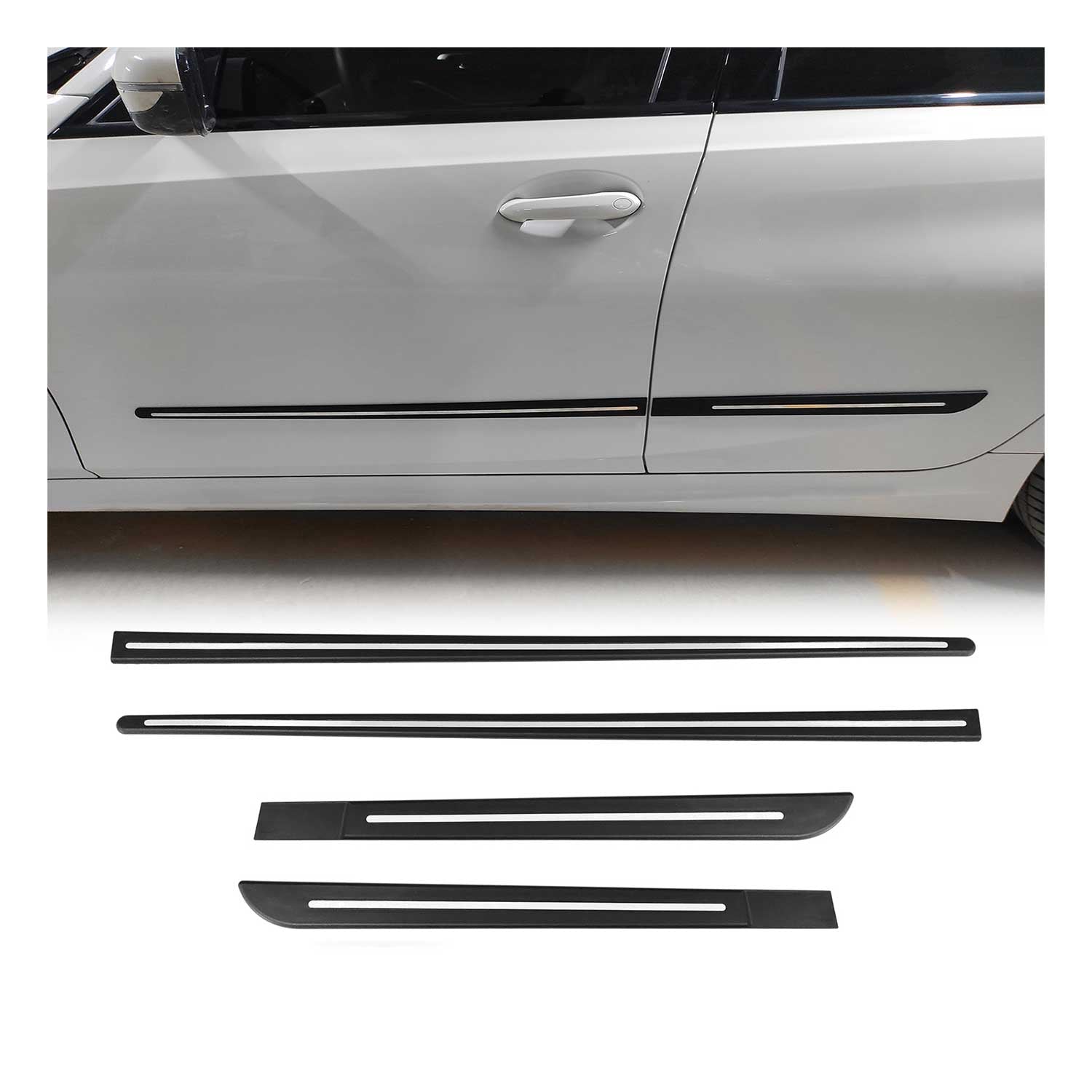 Toyota Side Door Molding Trim Skirt Garnish Stainless Steel Silver 4 Pcs