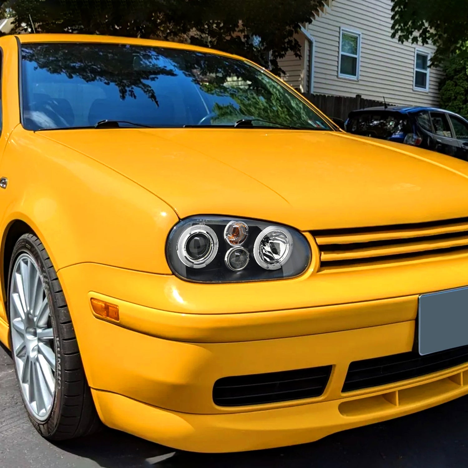 1999-2006 VW Golf Mk4 GTI/R32 Cabrio Dual Halo Projector Headlights Matt Black