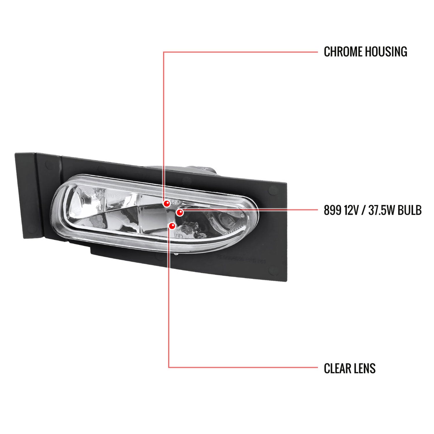 1994-1998 Ford Mustang V6 899 Fog Lights Kit Chrome Housing/Clear Lens