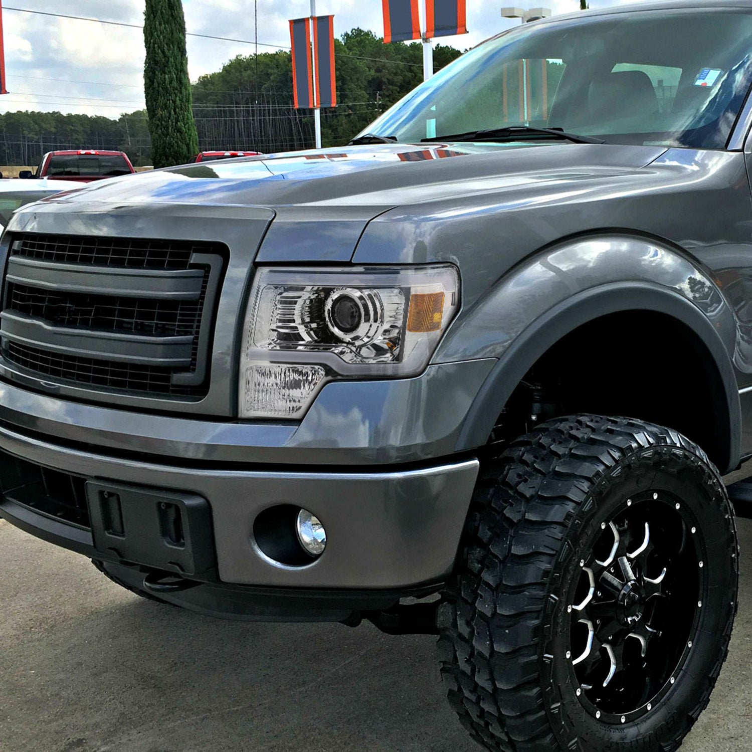 2009-2014 Ford F-150 LED Strip Projector Headlights Chrome/Clear Lens