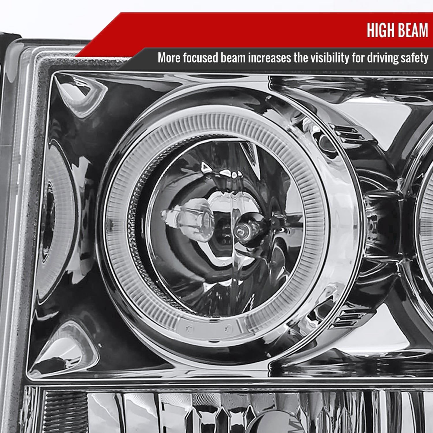 2007-2014 GMC Sierra Dual Halo Projector Headlights Chrome/Clear Lens