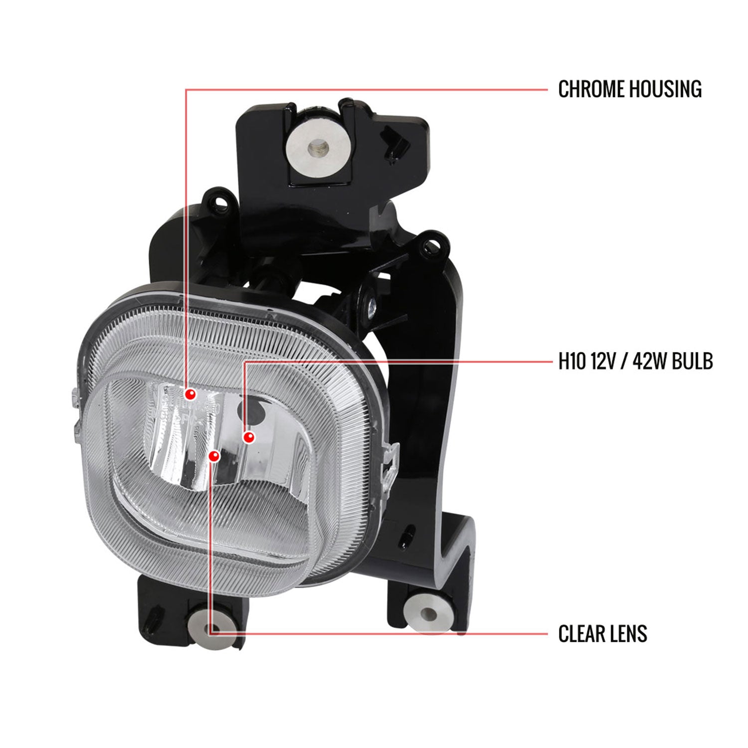 2008-2010 Ford F-250/350/450/550 Super Duty H10 Fog Lights & Switch Chrome