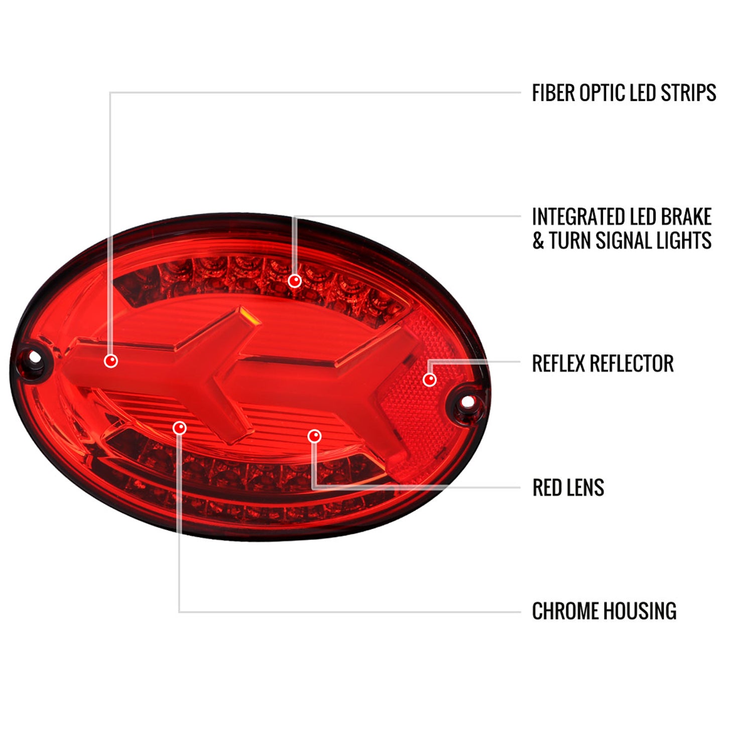 1997-2004 Chevy Corvette C5 4 PC LED Bar Tail Lights Chrome/Red Lens
