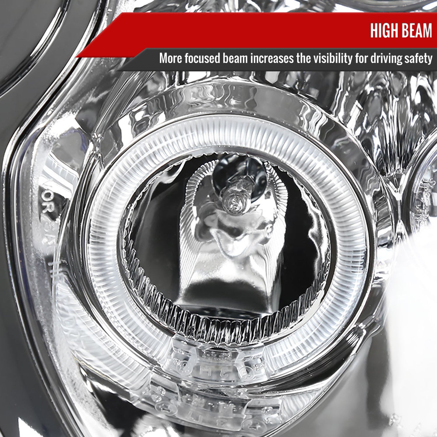 2002-2008 Mini Cooper R50 R53 R52 Single Halo Projector Headlights Chrome