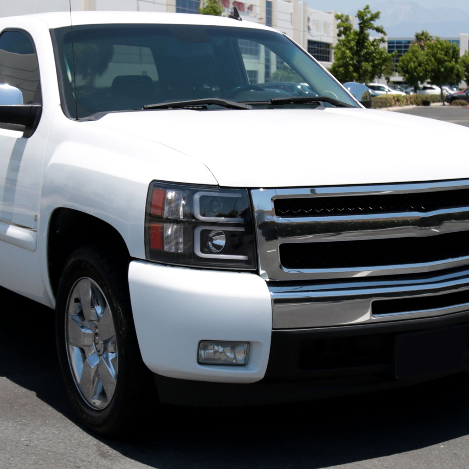2007-2013 Chevy Silverado 1500 2500HD 3500HD Dual LED C-Bar Headlights Black