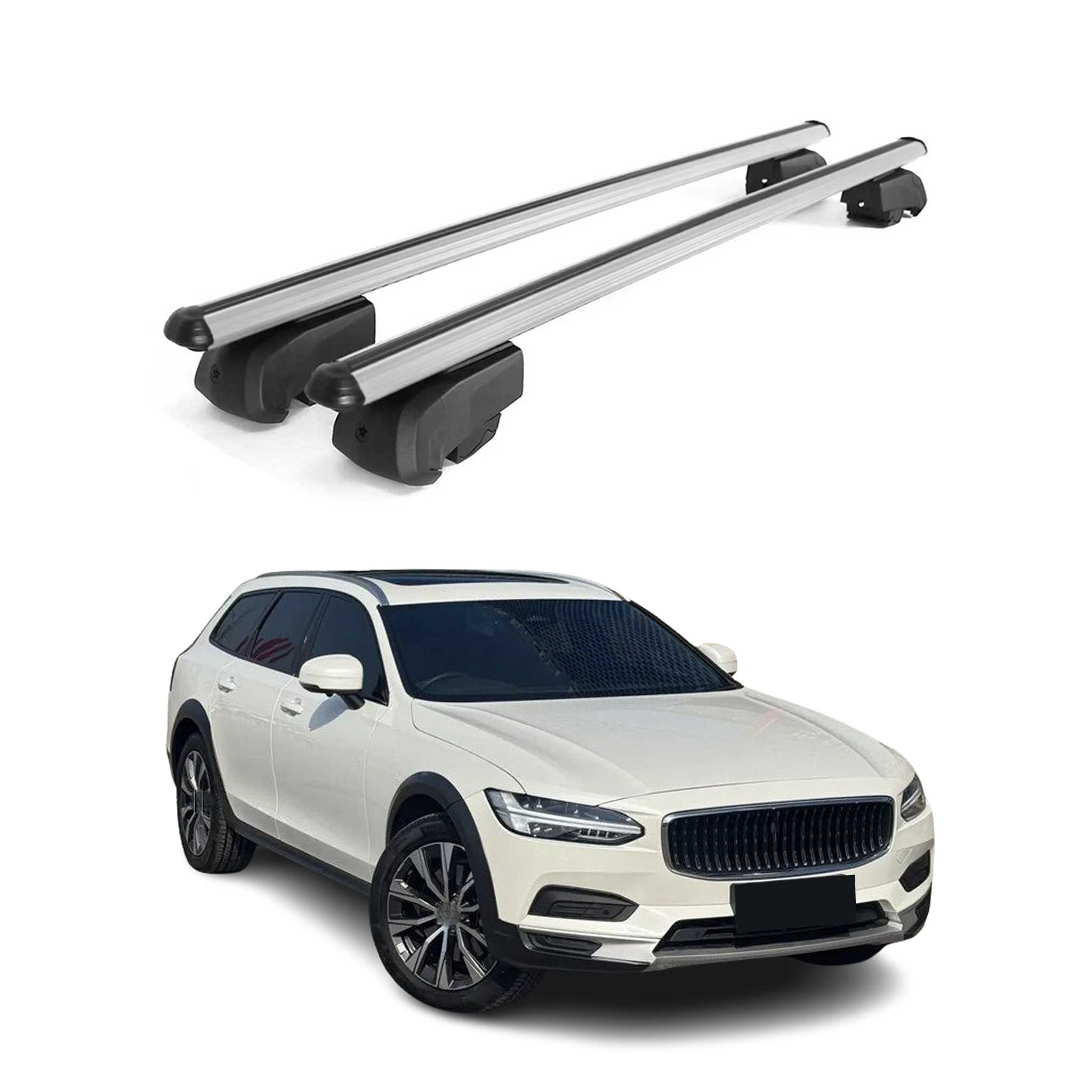 2017-2024 Volvo V90 Cross Country Roof Rack Cross Bars Silver