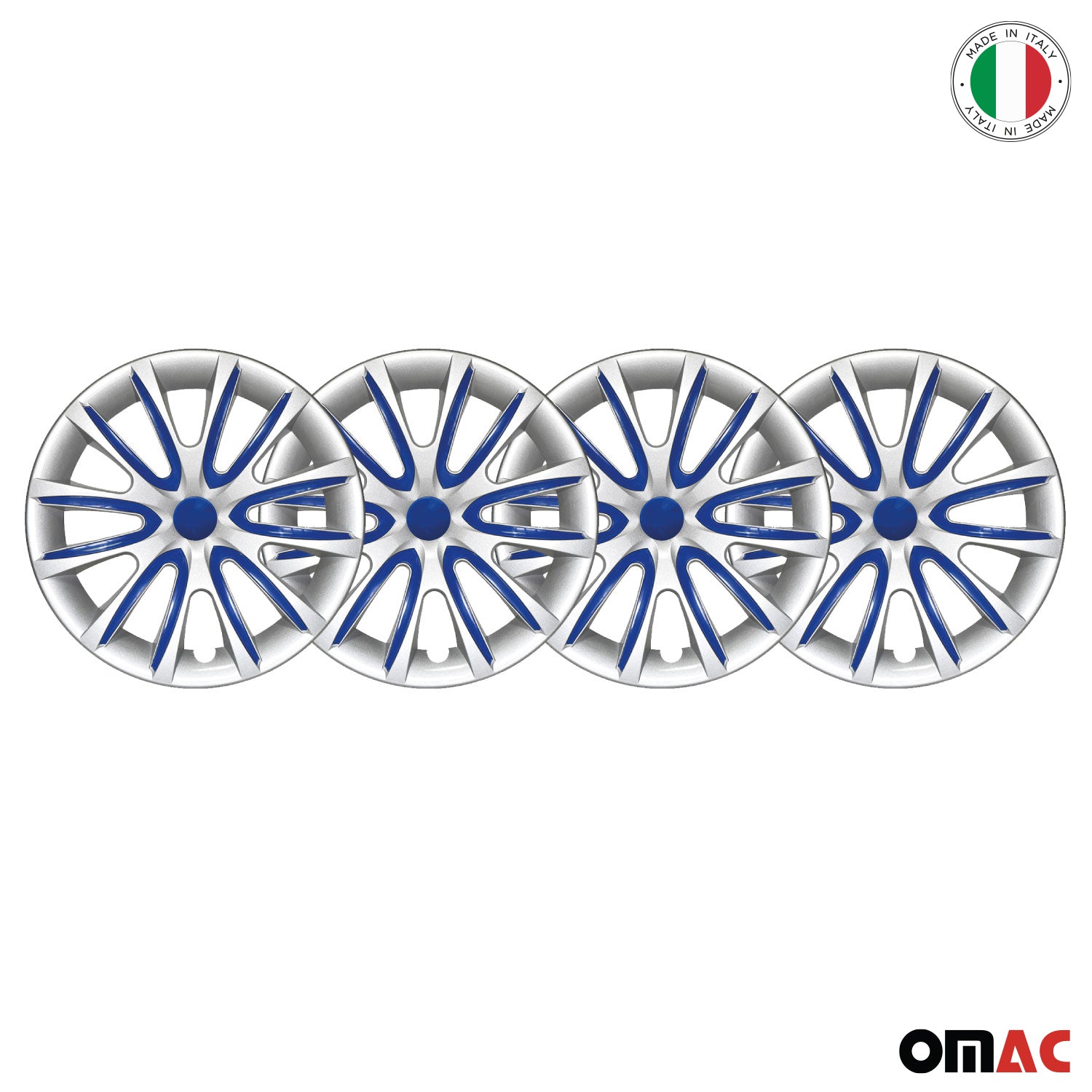 Bicolo Hub Caps Wheel Cover 15" Gray & Dark Blue Full Set 4 pcs.