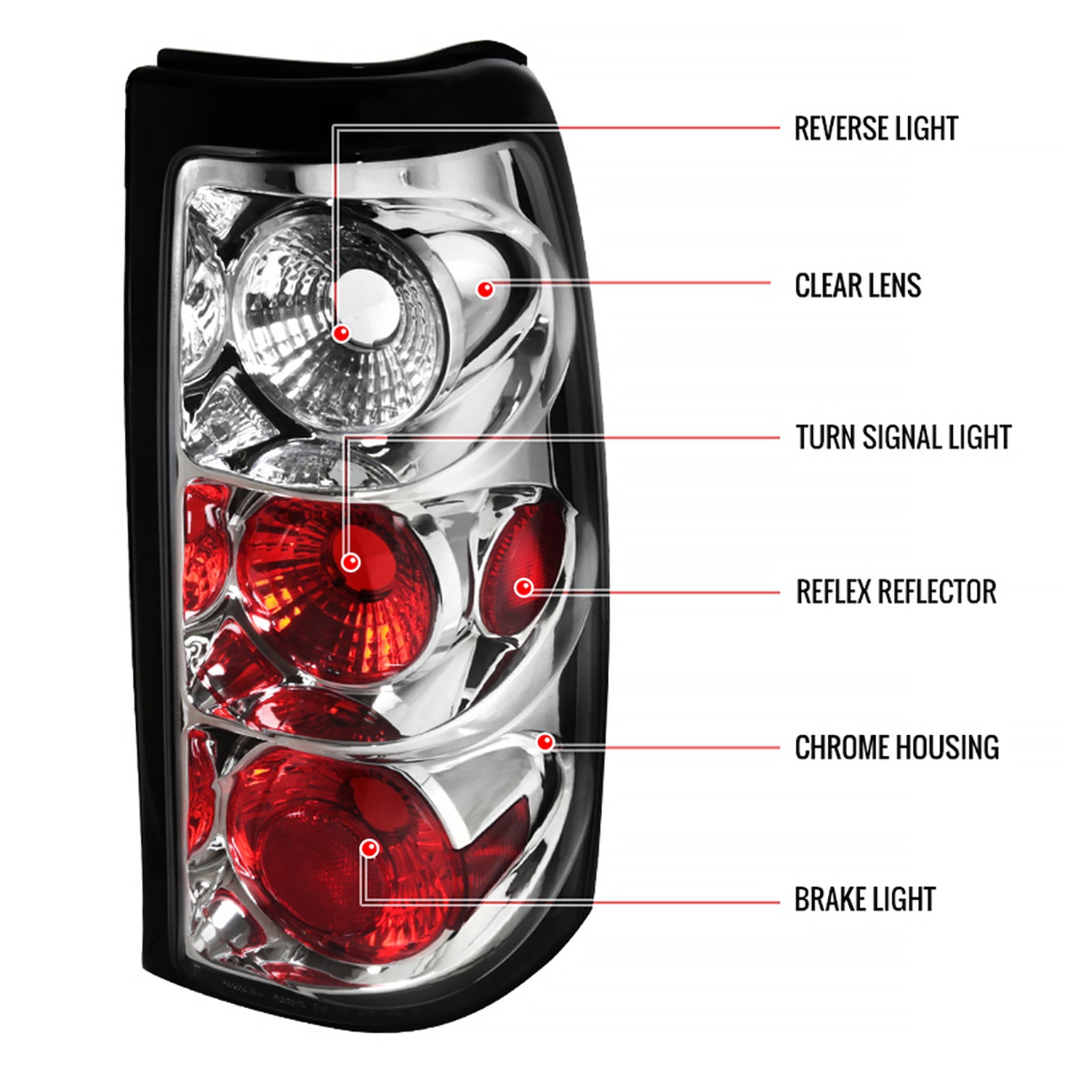 2003-2006 Chevrolet Silverado Tail Lights Chrome Housing/Clear Lens