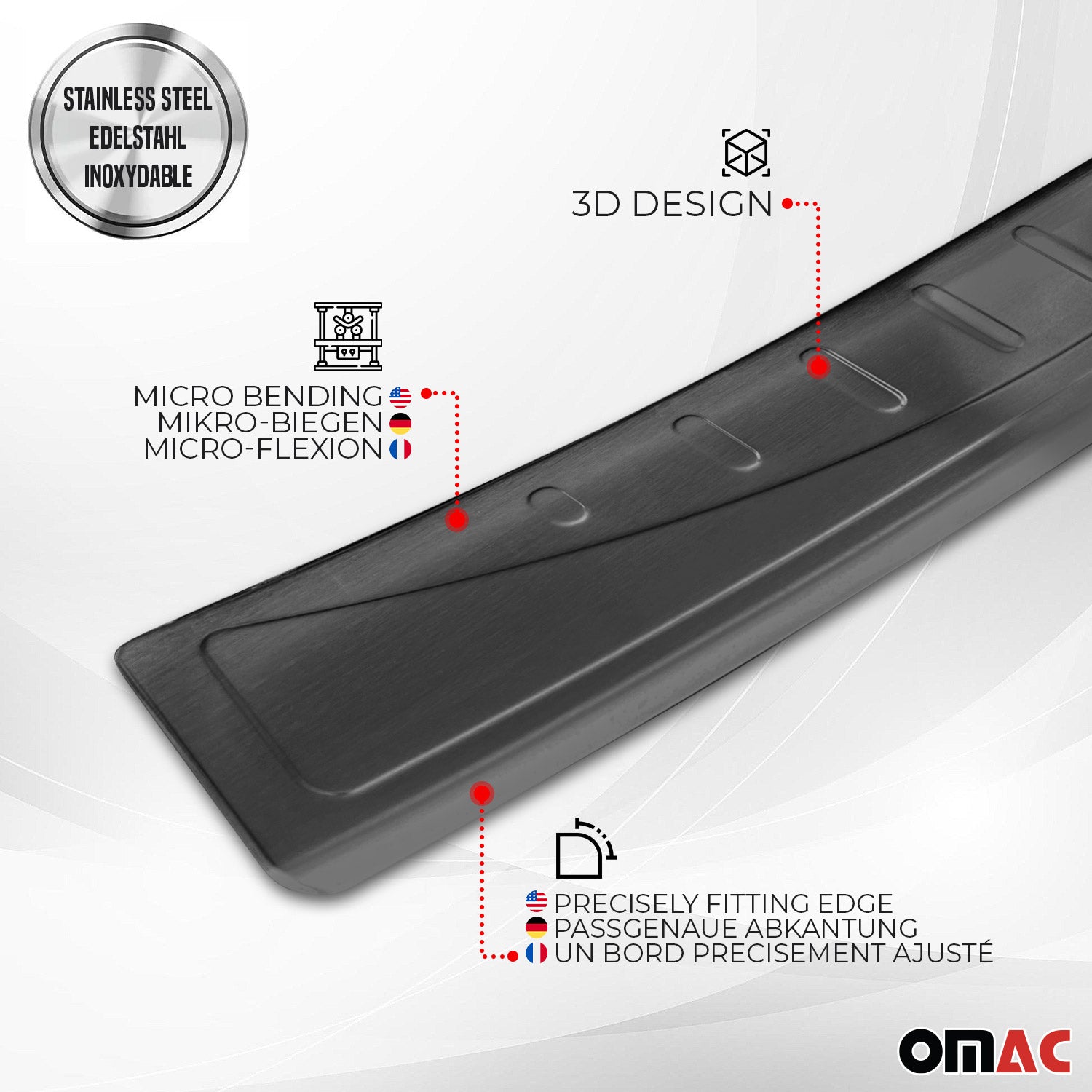 2006-2010 VW Passat B6 Rear Bumper Sill Cover Protector Guard Stainless Steel Dark