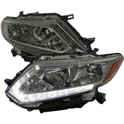 2014-2016 Nissan Rogue LED Strip Factory Style Headlights Chrome/Smoke Lens