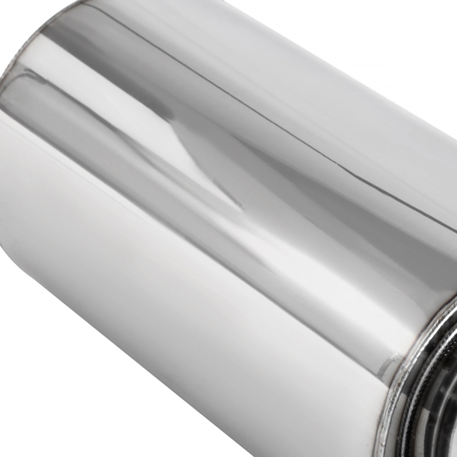 Universal 3" Inlet/4" Outlet S.Steel Spiral Flow Exhaust Muffler w/ Burnt Tip