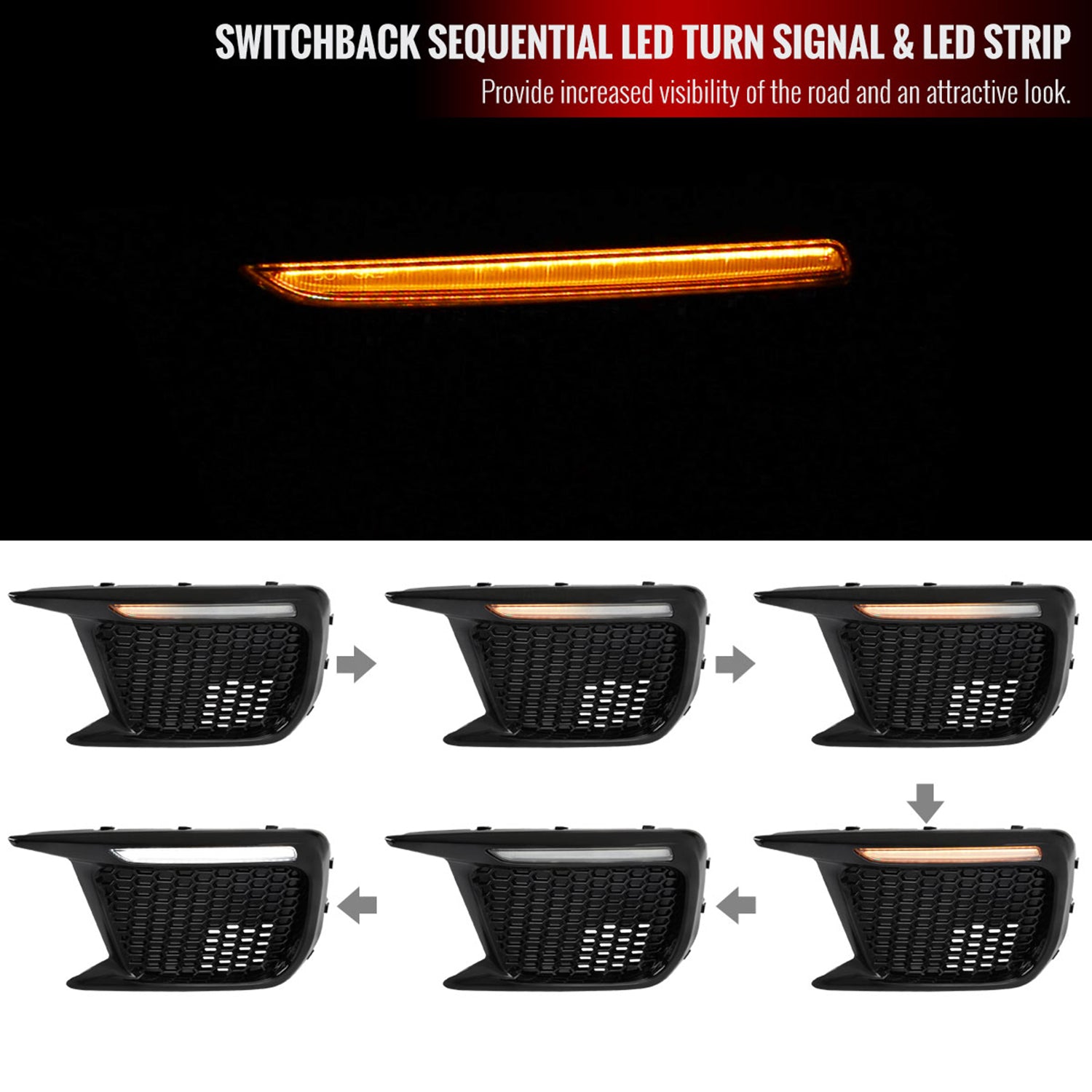 2018-2021 Subaru Impreza WRX STI LED Switchback Fog Light Mesh Glossy Black