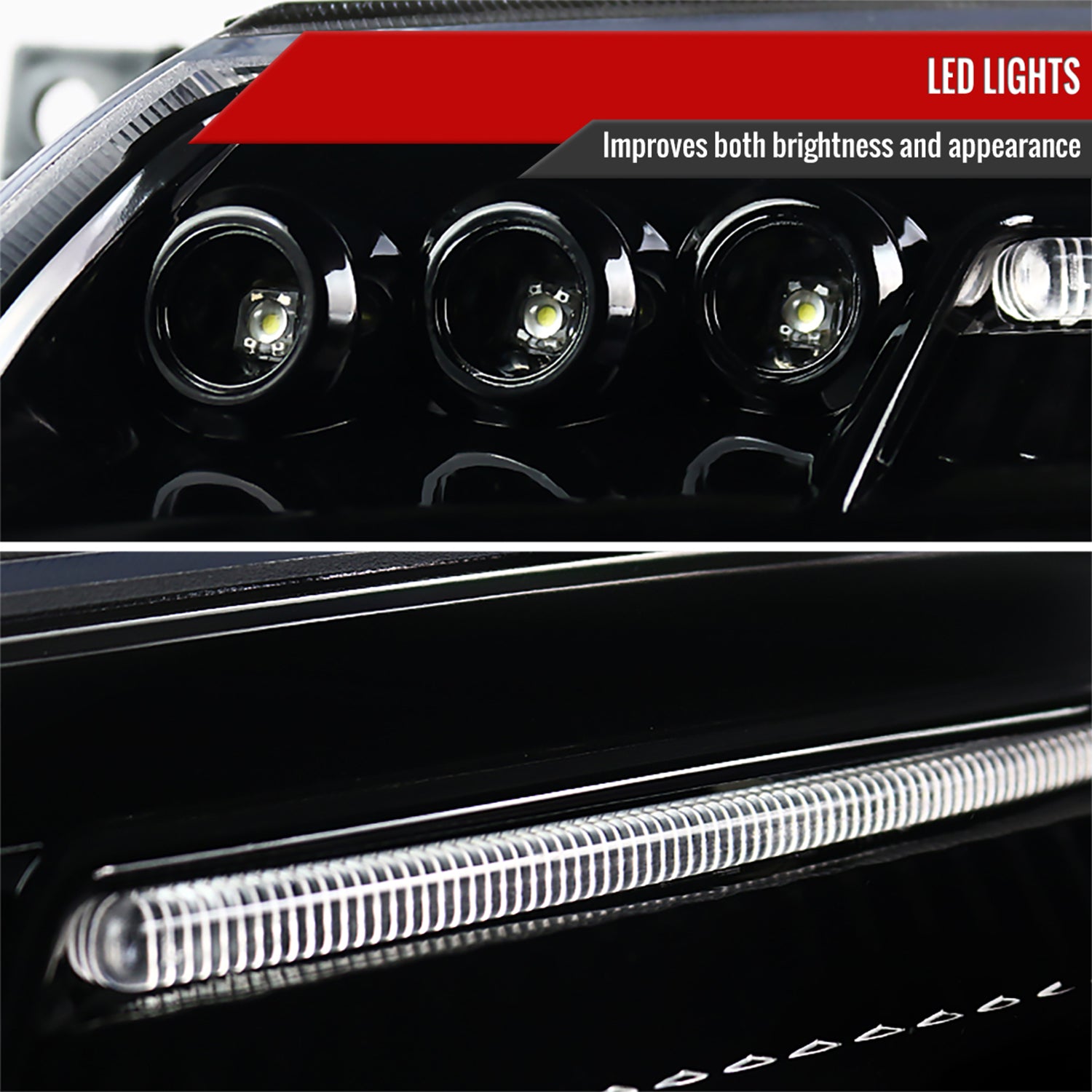 2005-2007 Dodge Magnum Dual Halo Projector Headlights Jet Black/Clear Lens