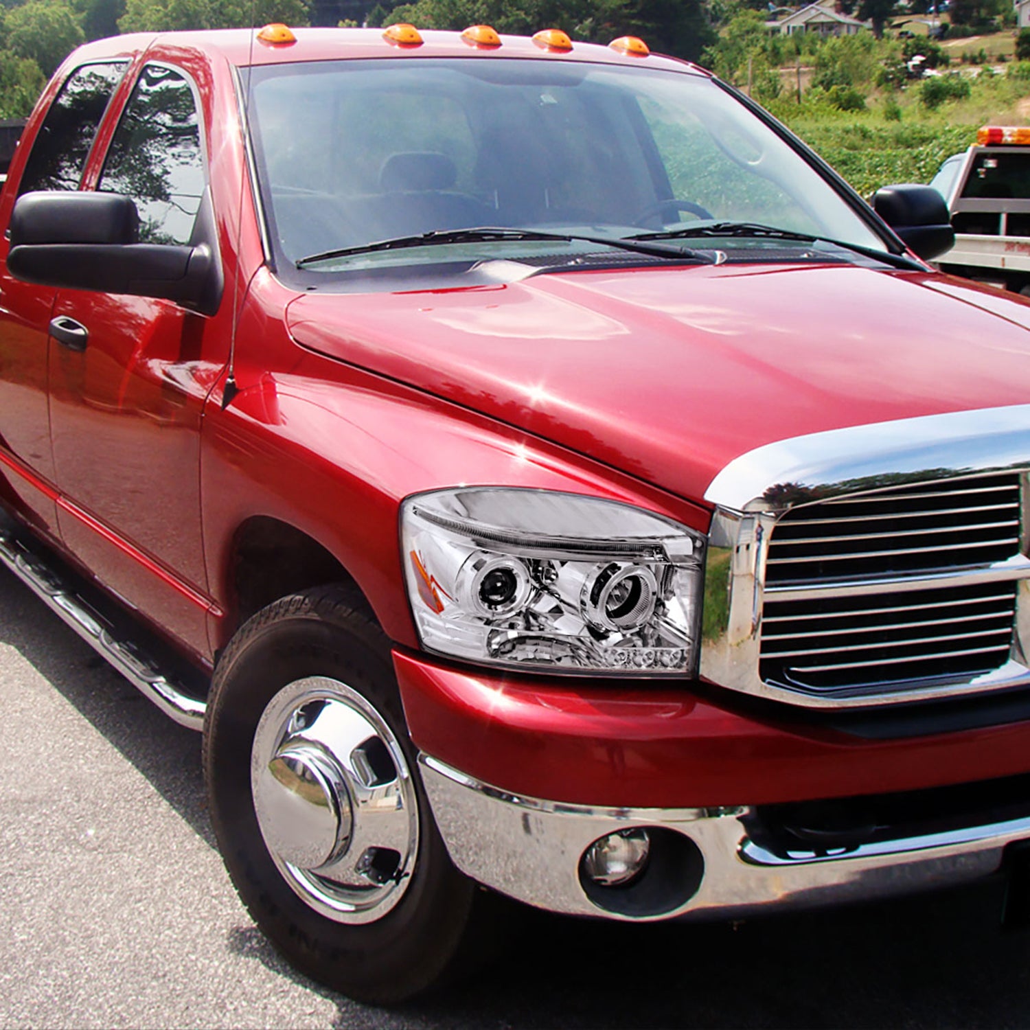 2006-2008 Dodge RAM 1500/ 06-2009 RAM 2500 3500 Dual Halo Headlights Chrome