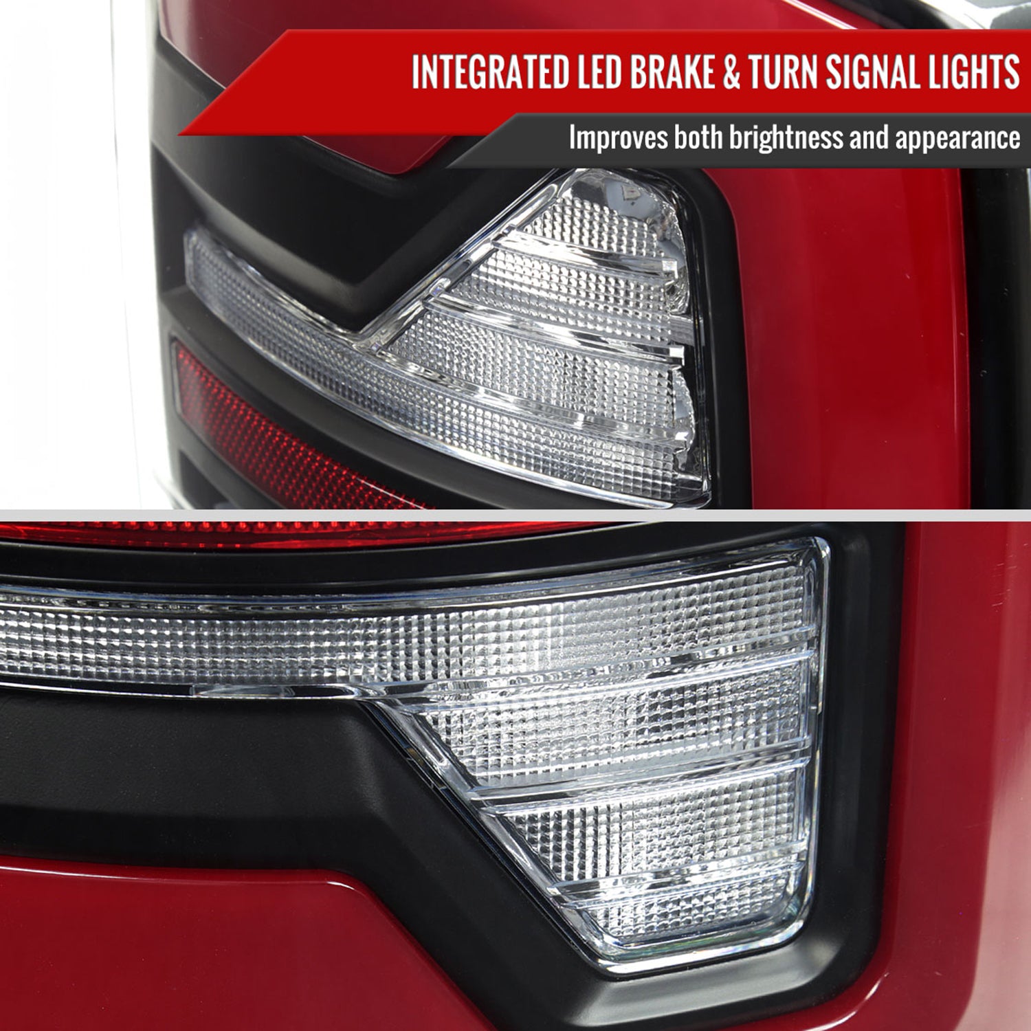 2007-2009 Dodge RAM 1500/2500/3500 Red LED Bar Tail Lights Matte Black/Clear