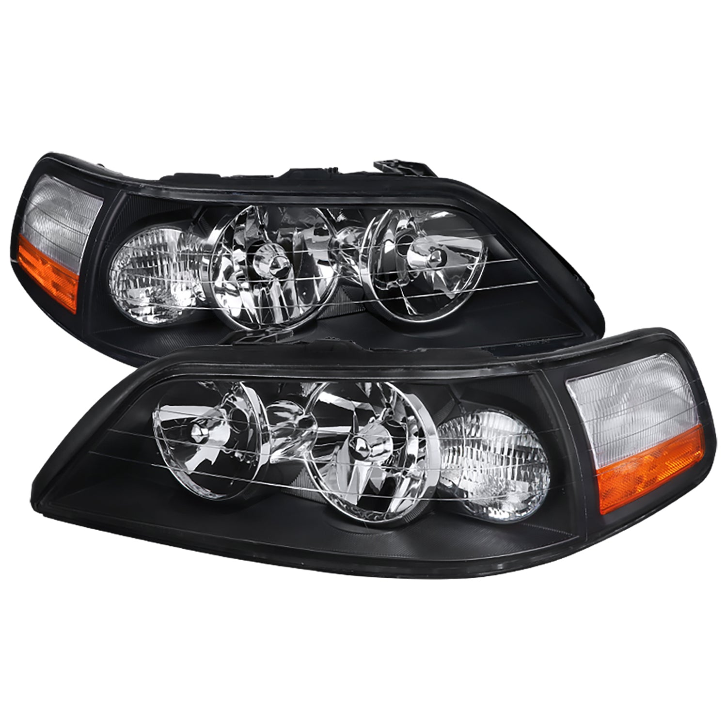 2005-2011 Lincoln Town Car Factory Style Headlights Matte Black/Clear Lens