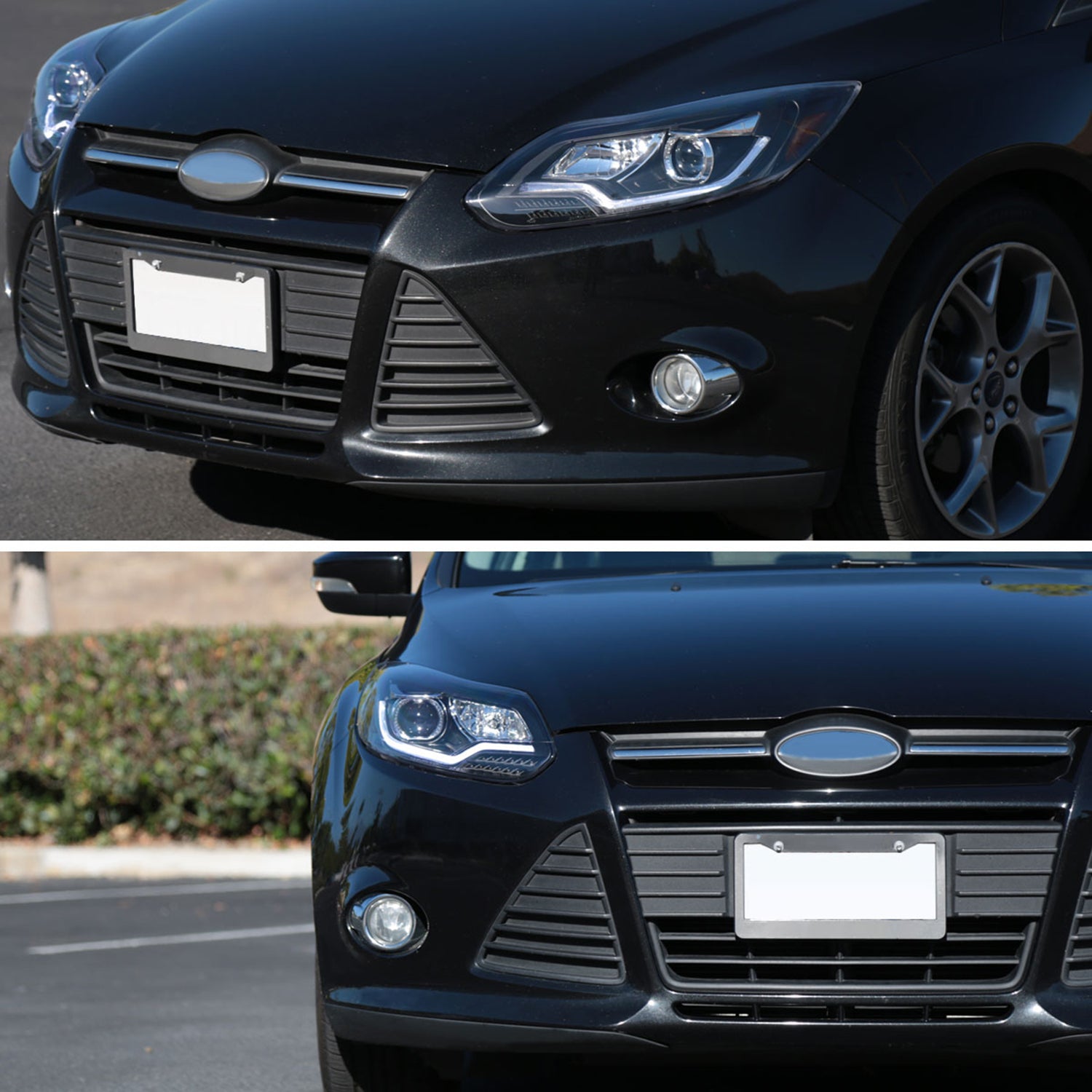 2012-2014 Ford Focus Projector Headlights LED Light & Turn Signal Lights Black