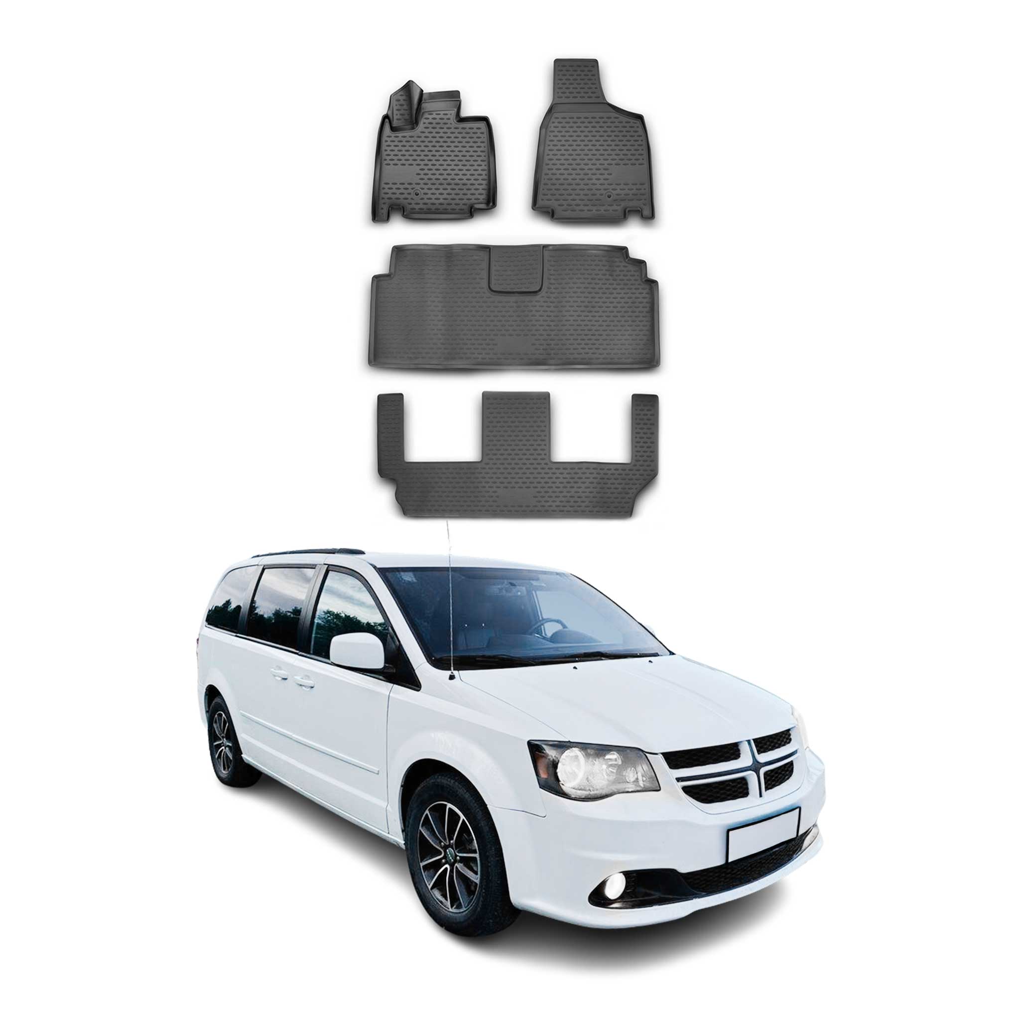 2008-2020 Dodge Grand Caravan Floor Mats Liners Full Set All Weather Black