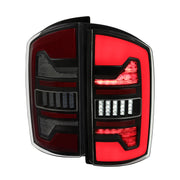 2007-2009 Dodge RAM 1500/2500/3500 Red LED Bar Tail Lights Matte Black/Smoke