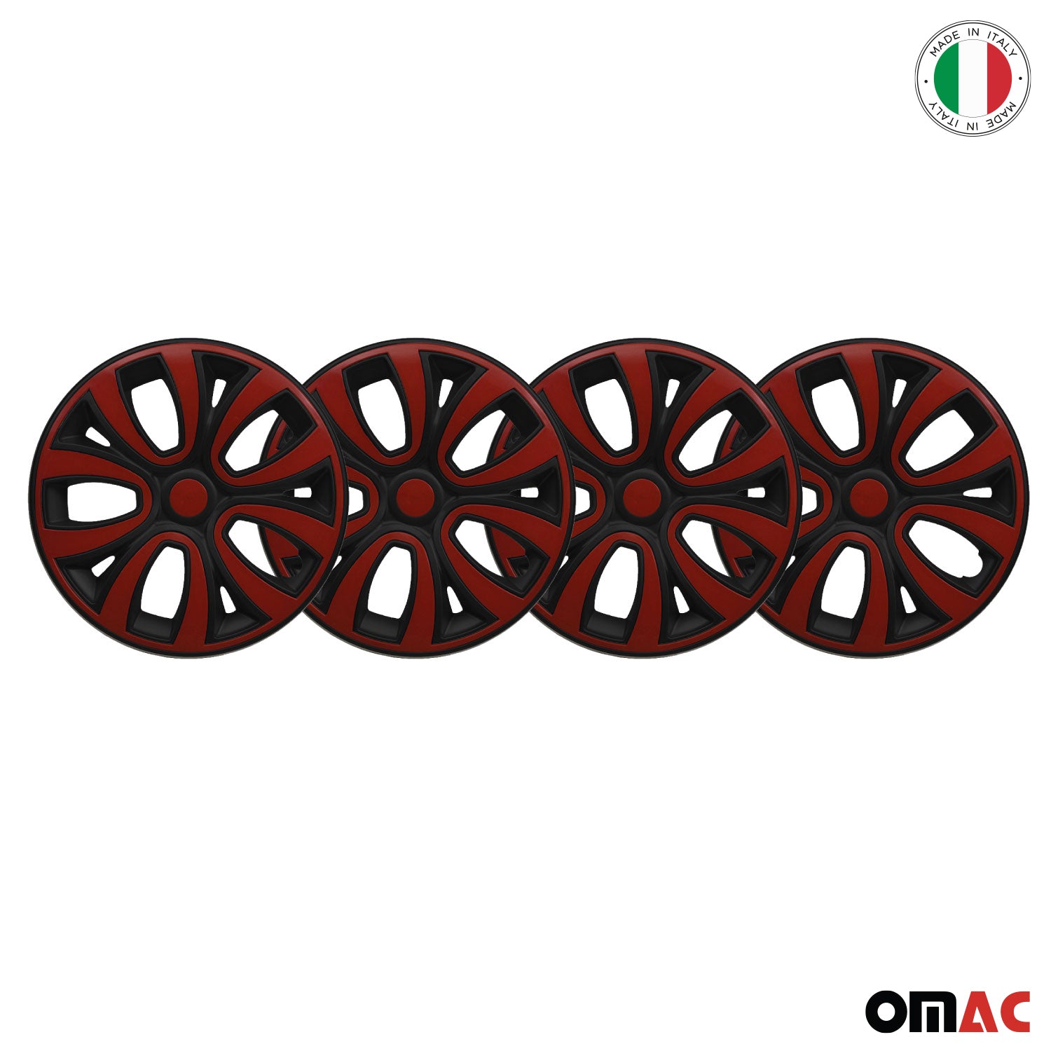 ColorFlex Hub Caps Wheel Cover 14" Black & Red Full Set 4 pcs.