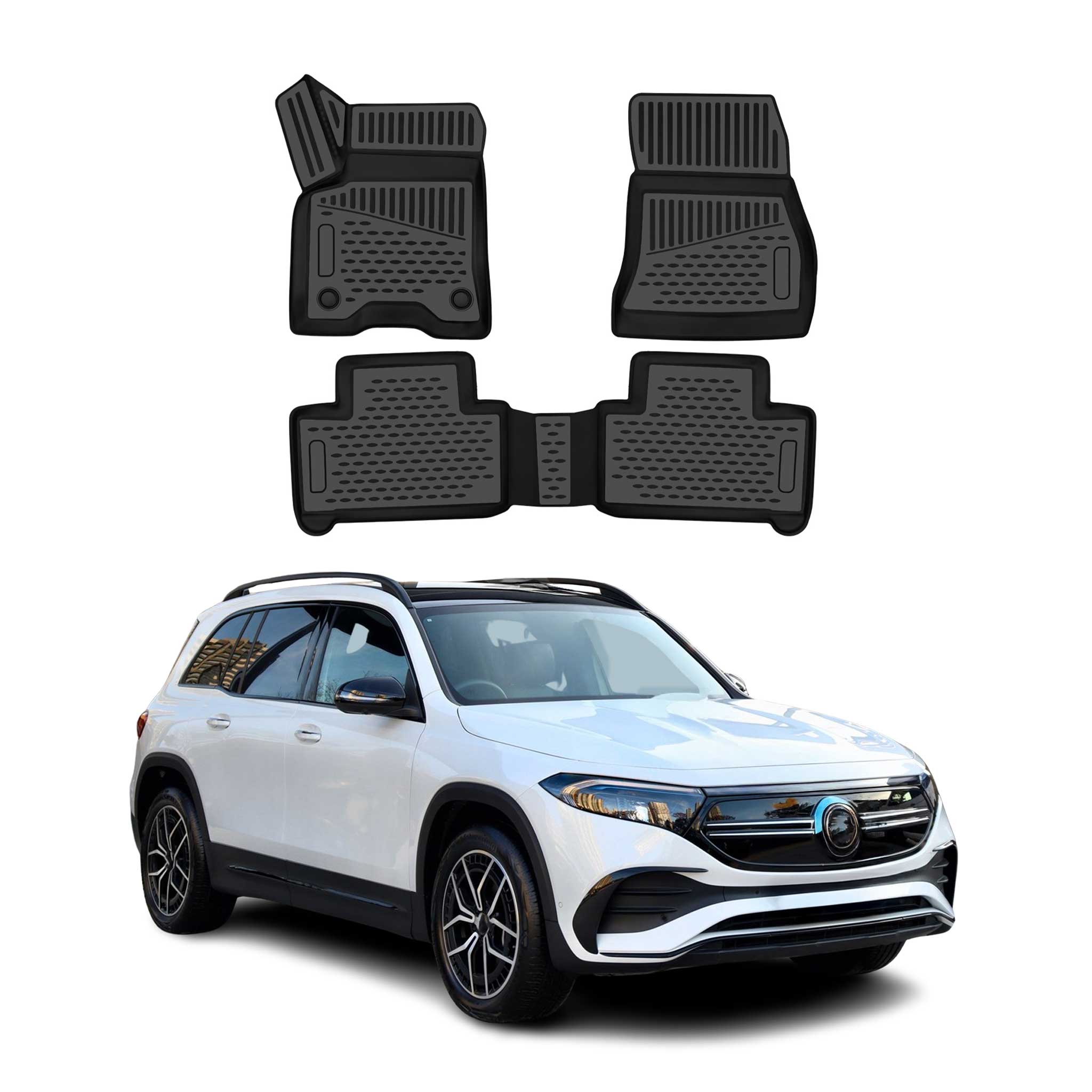 OMAC Floor Mats Liner for Mercedes EQB X243 2022-2026 Rubber TPE Black 3Pcs