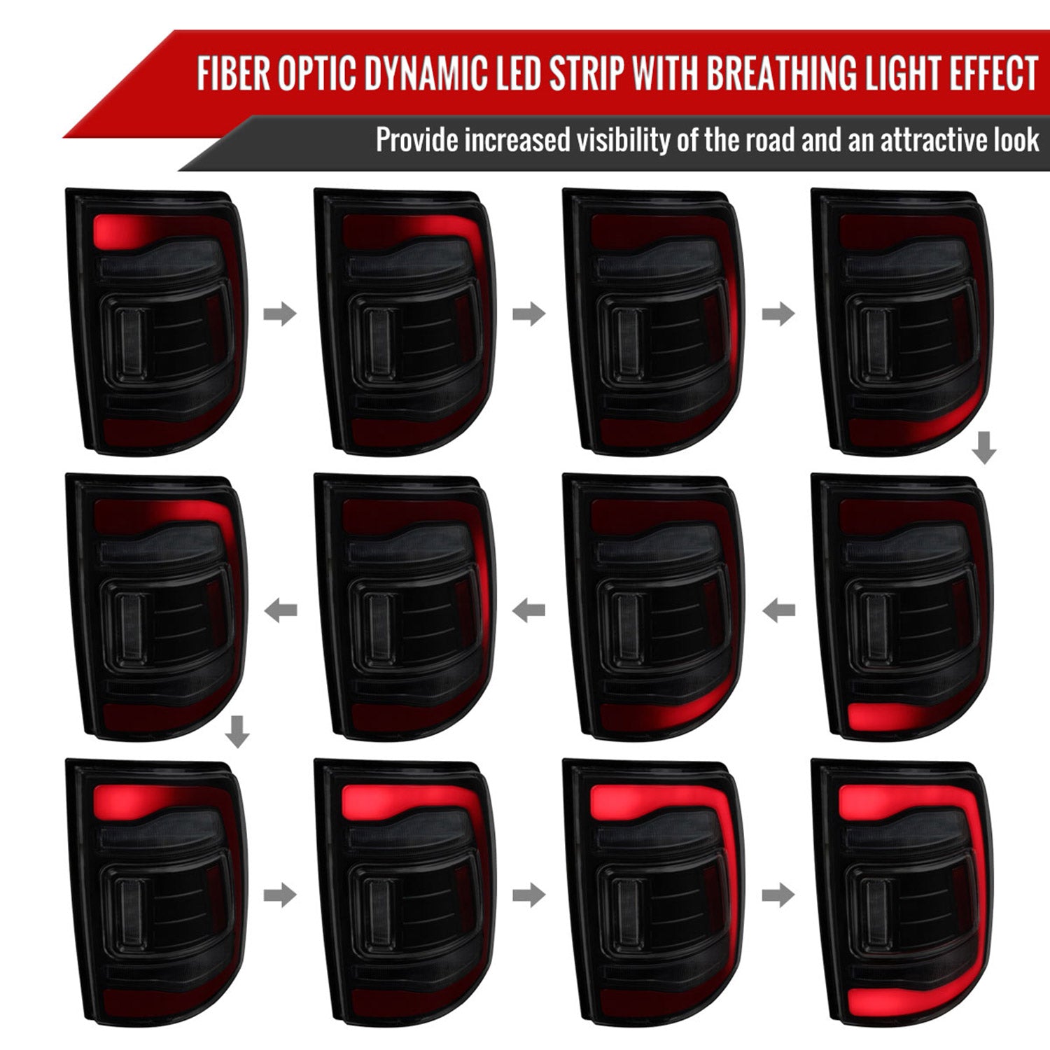 2013-2018 RAM 1500/2500/3500 Signal LED Tail Lights Matt Black/Smoke