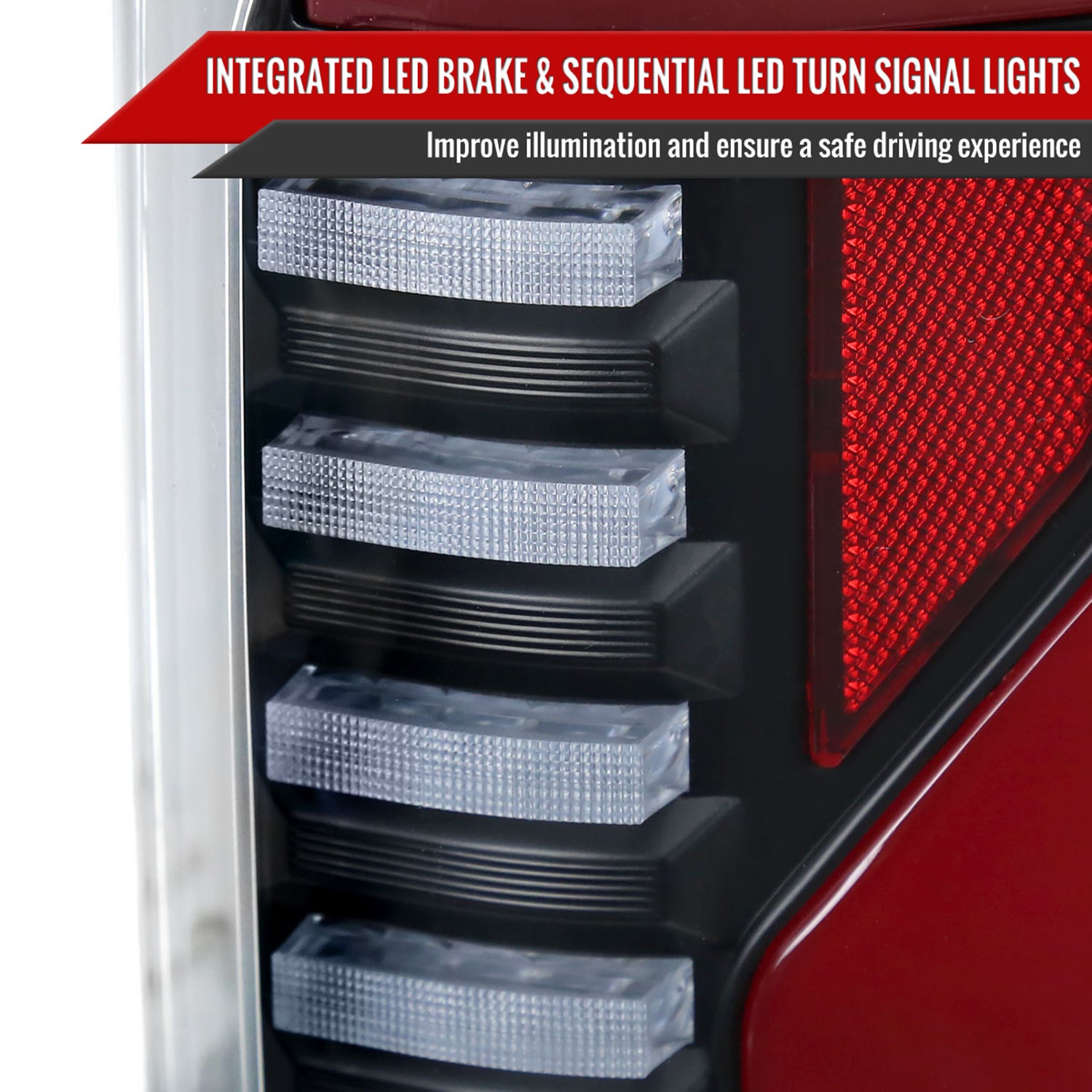 2015-2017 Ford F-150 Turn Signal Animated Red LED Bar Tail Lights Matt Black