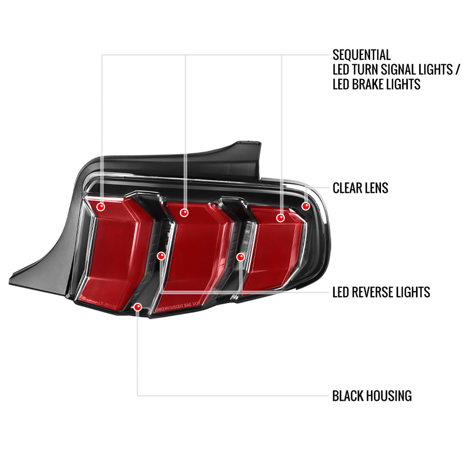 2010-2012 Ford Mustang Sequential LED Tail Lights Satin Black