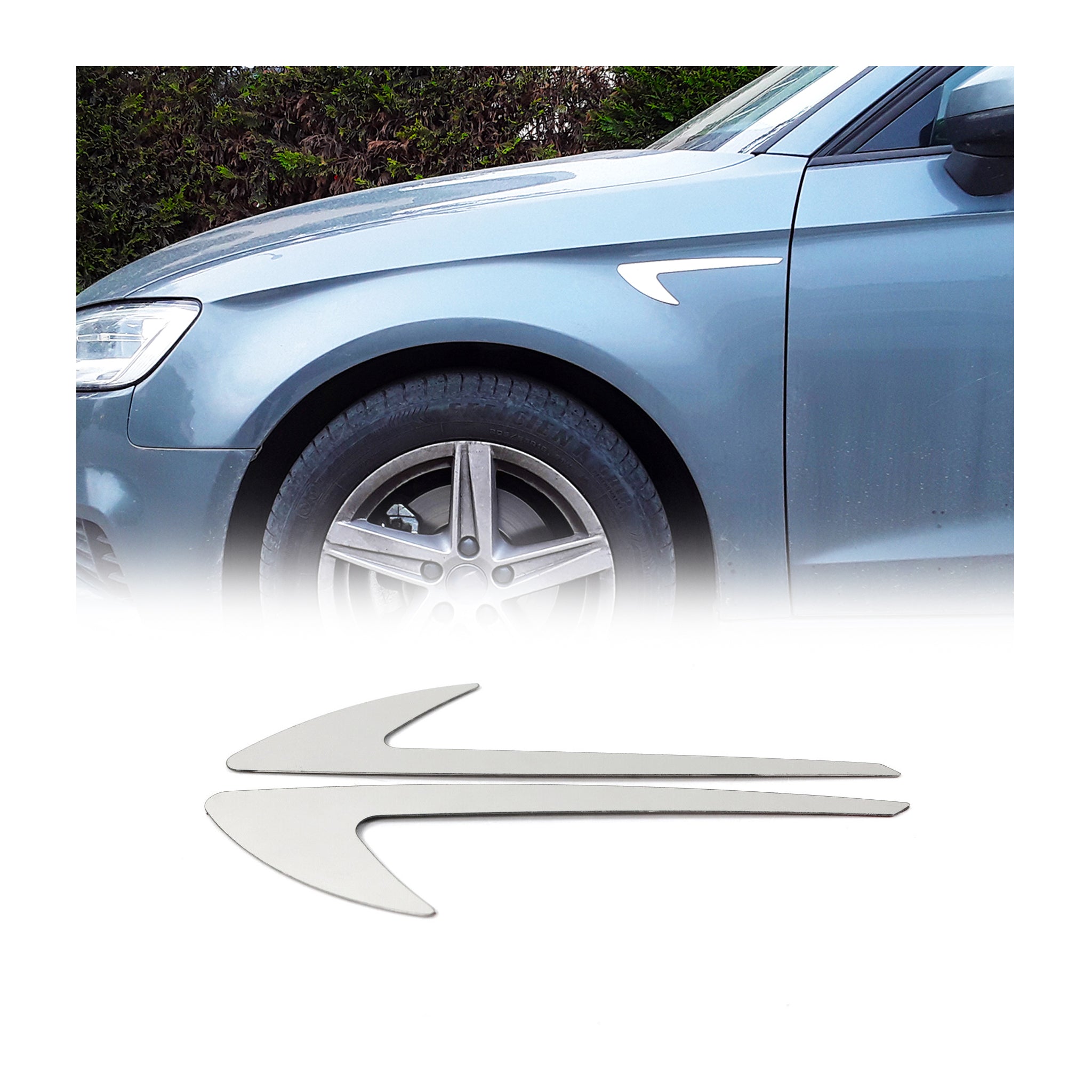 2014-2018 Kia Forte Sedan Side Door Molding Trim Skirt Garnish Stainless Steel Gloss 2Pcs