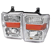 2008-2010 Ford F-250/F-350/F-450 Super Duty Factory Headlights Amber / Chrome