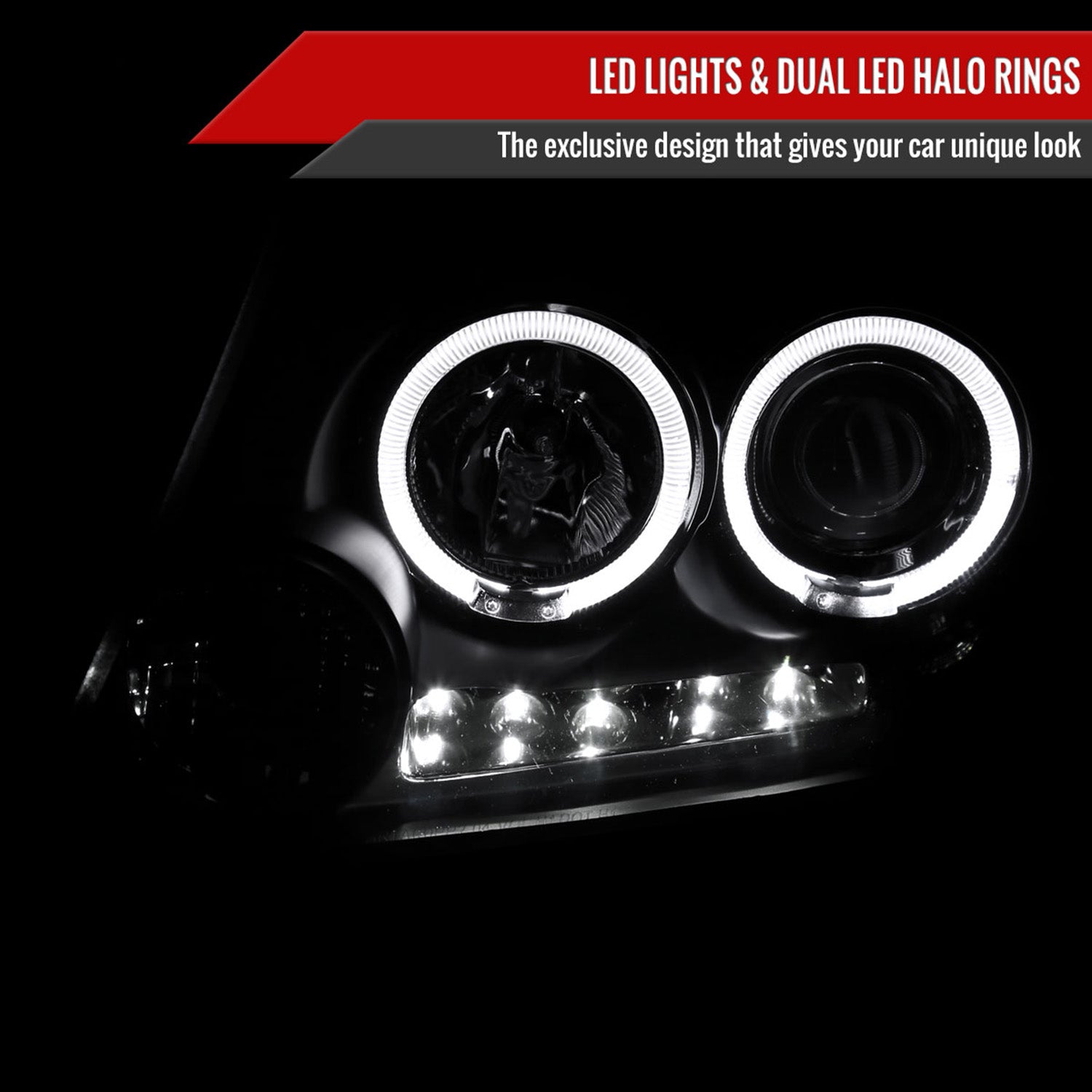 2004-2008 Ford F-150/ 06-2008 Lincoln Mark LT Dual Halo Headlights Matte Black