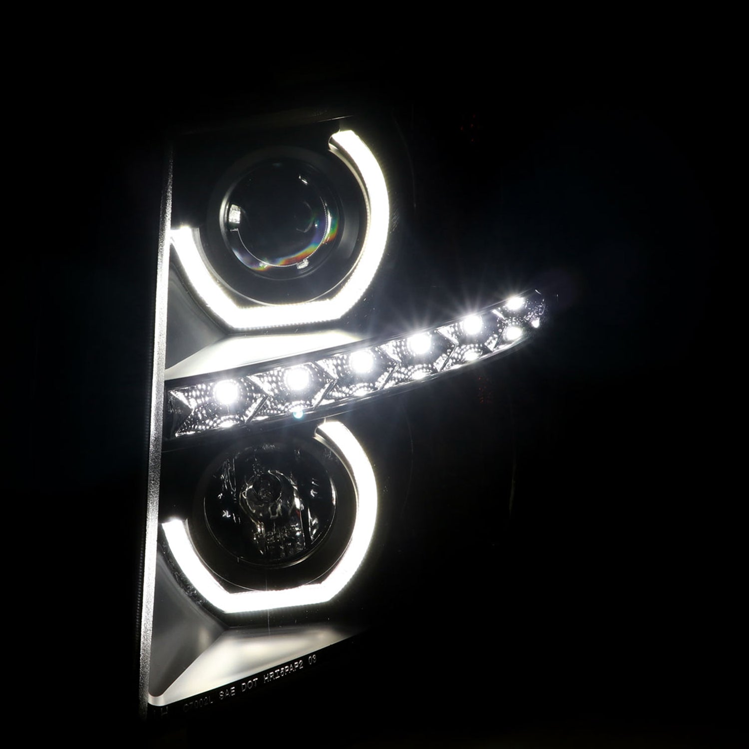 2007-2013 Chevy Silverado 1500 2500HD 3500HD Dual U-Ring Headlights LED Smoke