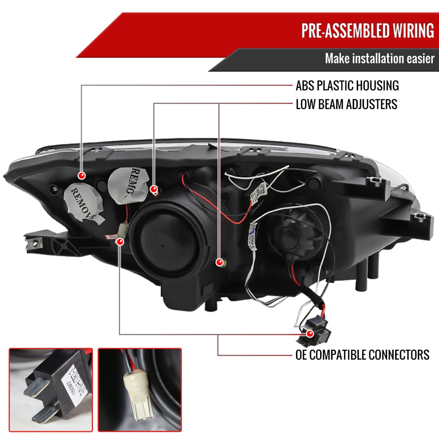 2000-2003 Honda S2000 AP1 Dual Halo Projector Headlights Glossy Black/Smoke