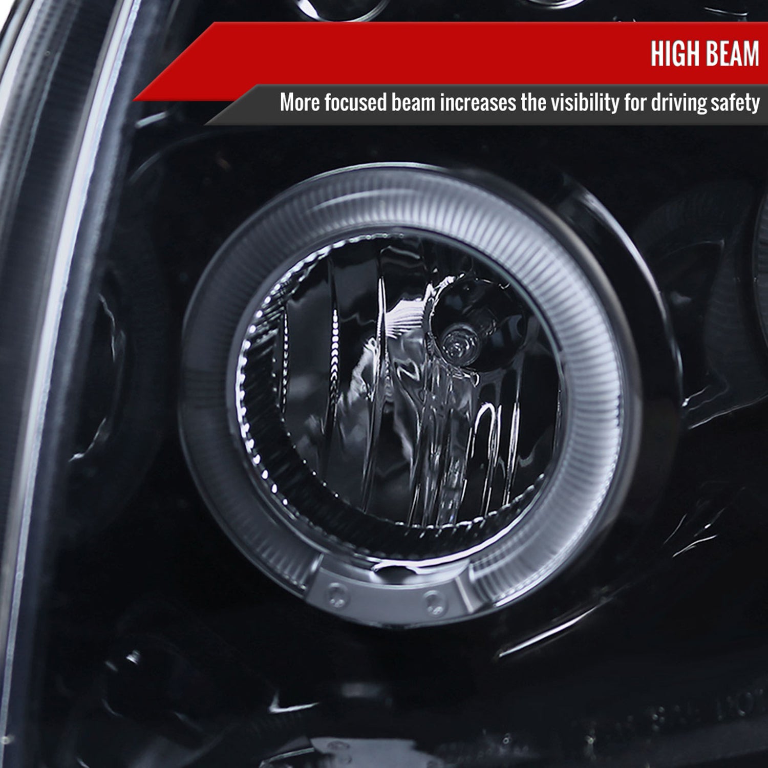 2007-2012 Dodge Caliber Dual Halo Projector Headlights Glossy Black/Smoke Lens