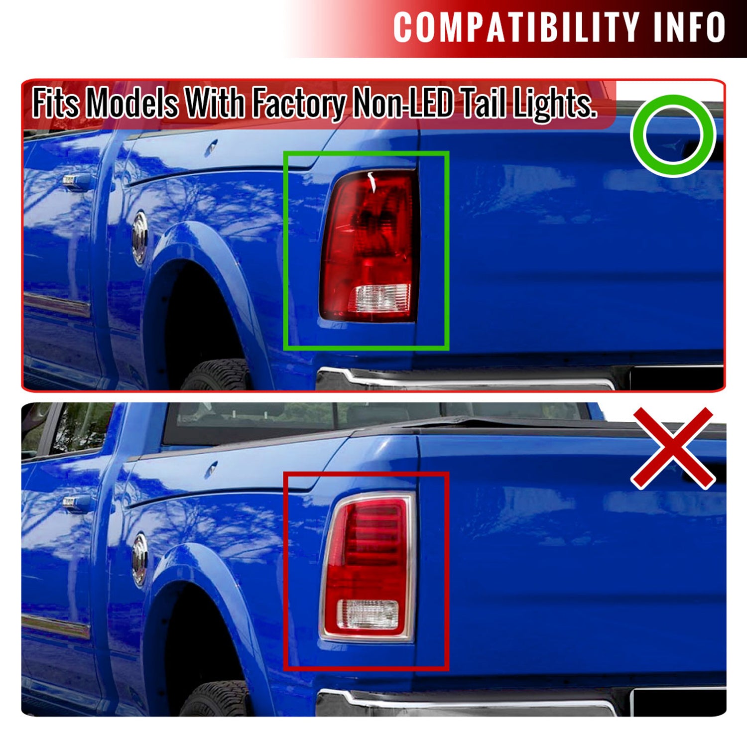 2009-2018 Dodge RAM 1500 2500 3500 White Bar LED Tail Lights Glossy Black
