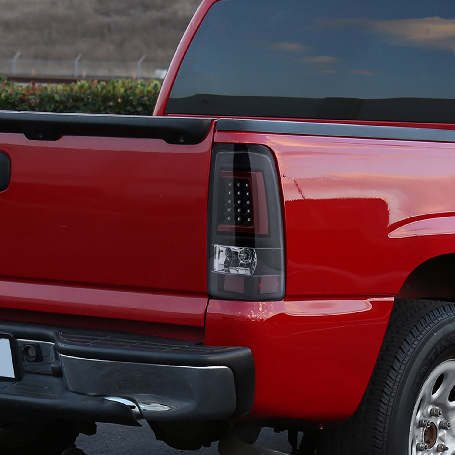 1999-2002 Chevy Silverado/ 99-2006 GMC Sierra Red Bar LED Tail Lights - G2 Black
