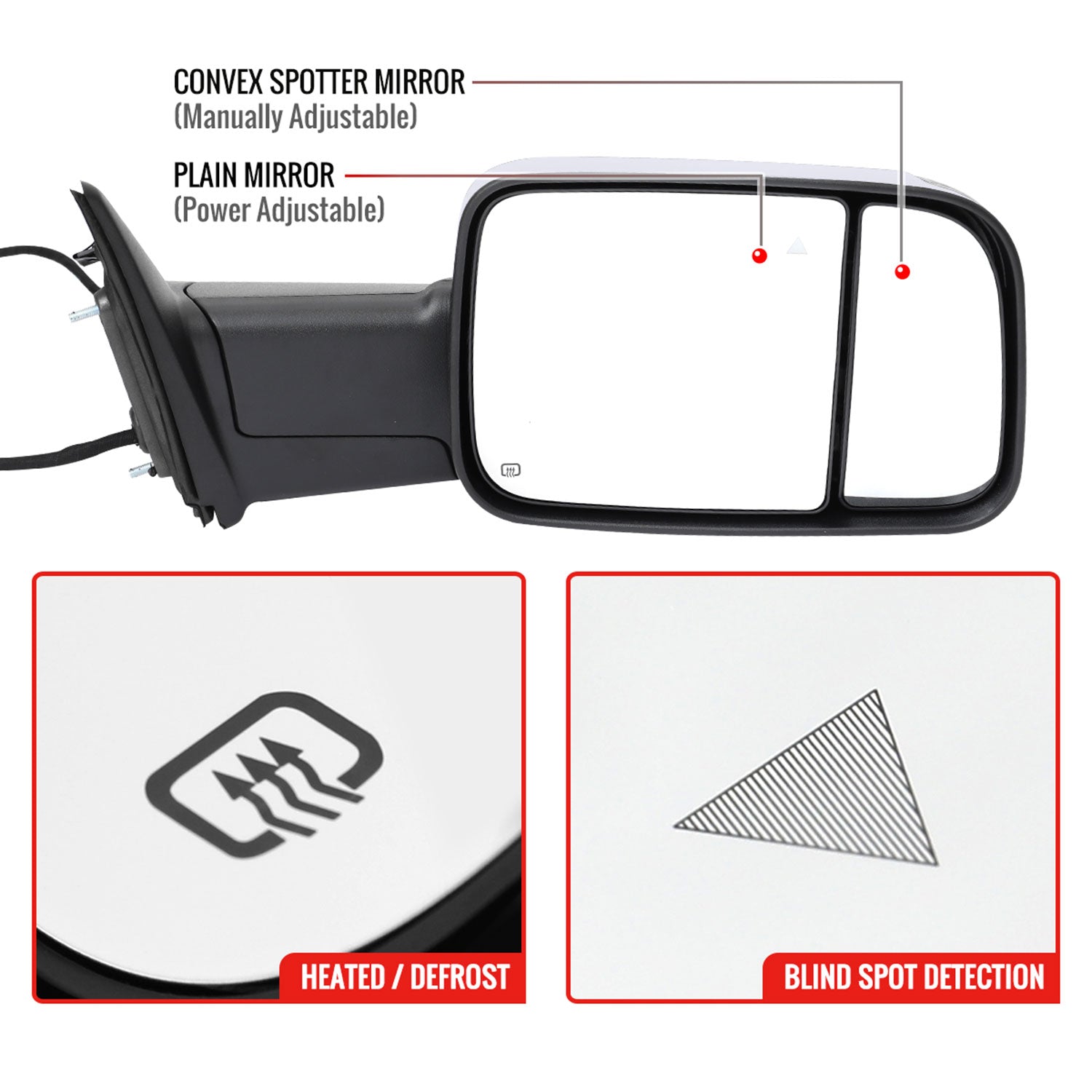 2019-2022 Ram 2500 3500 Chrome Auto-Fold Side Mirror & Turn Signal Passenger