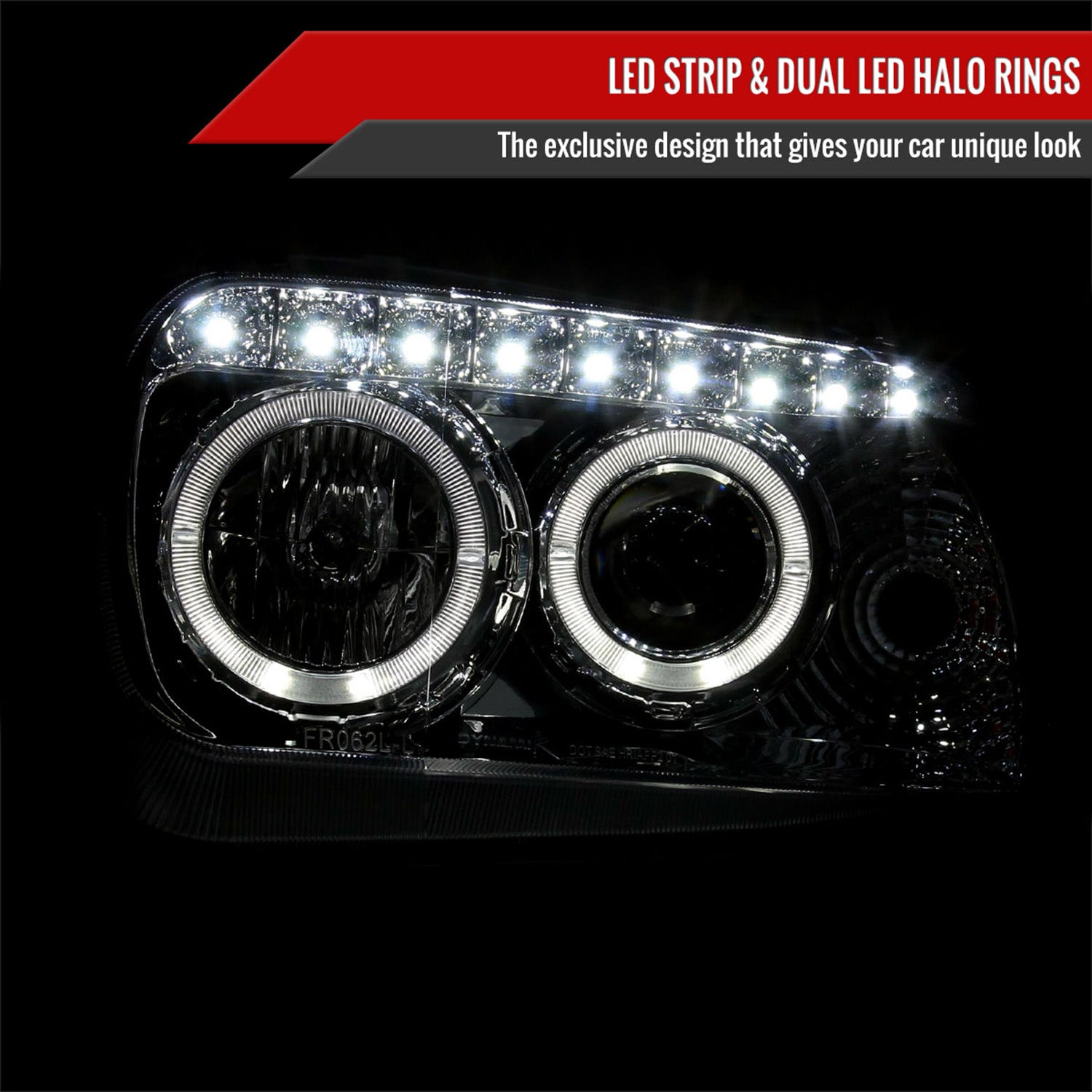 2005-2007 Ford Escape Dual Halo Projector Headlights SMD LED Light Chrome