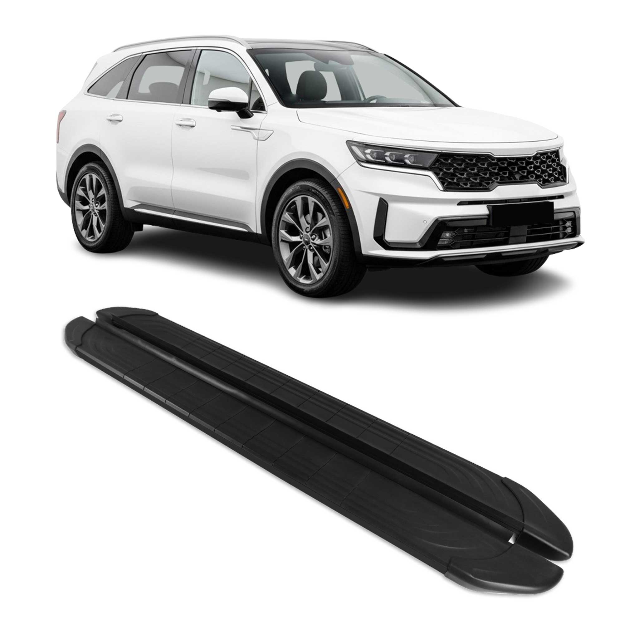 Side Step Running Boards Nerf Bars for Kia Sorento IV 2021-2023 Pre-FL Alu Black